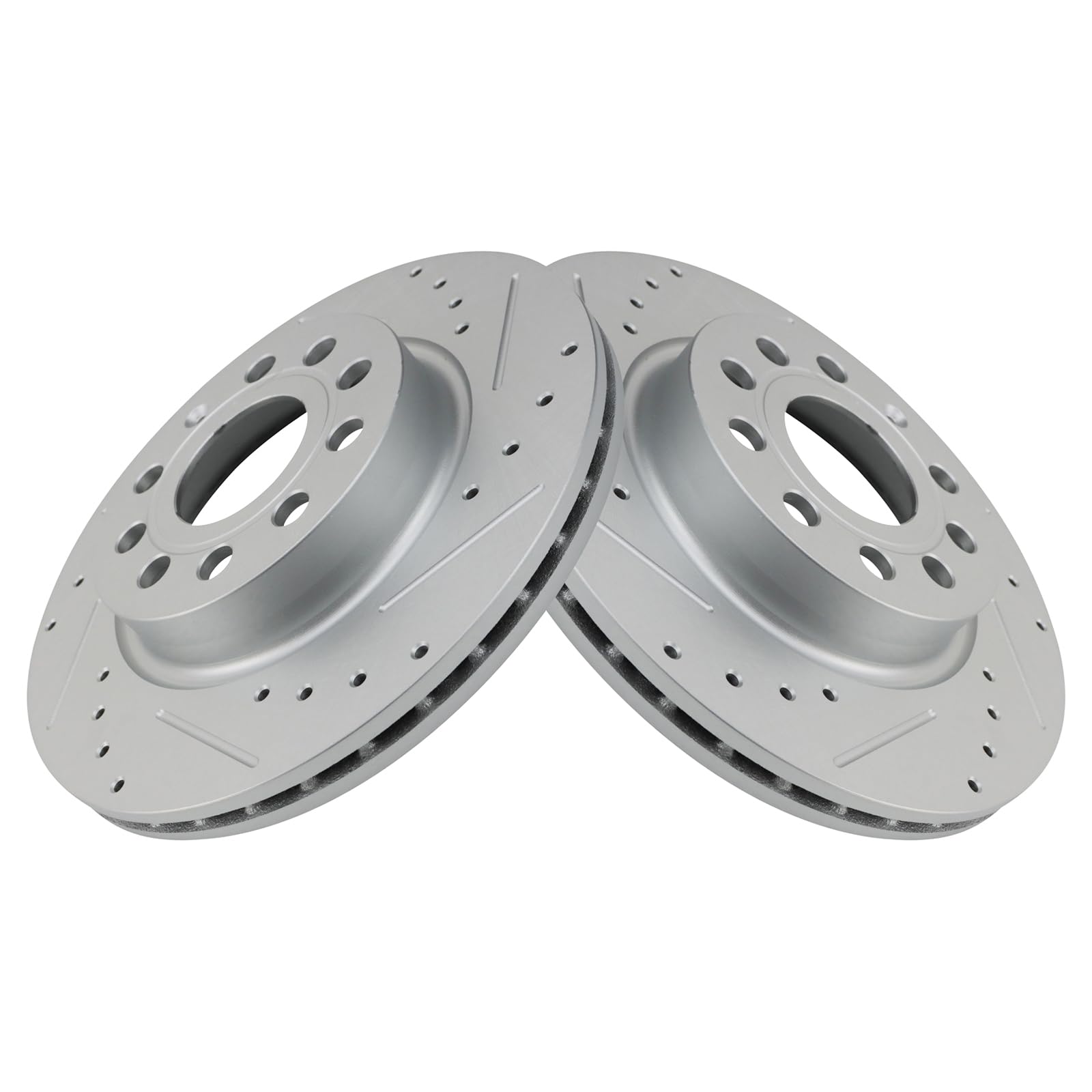 Trq Front Performance Brake Rotors Set Premium G-Coated Cross Drilled & Slotted Compatible With 2011 Audi A3 Quattro 2013 Volksw