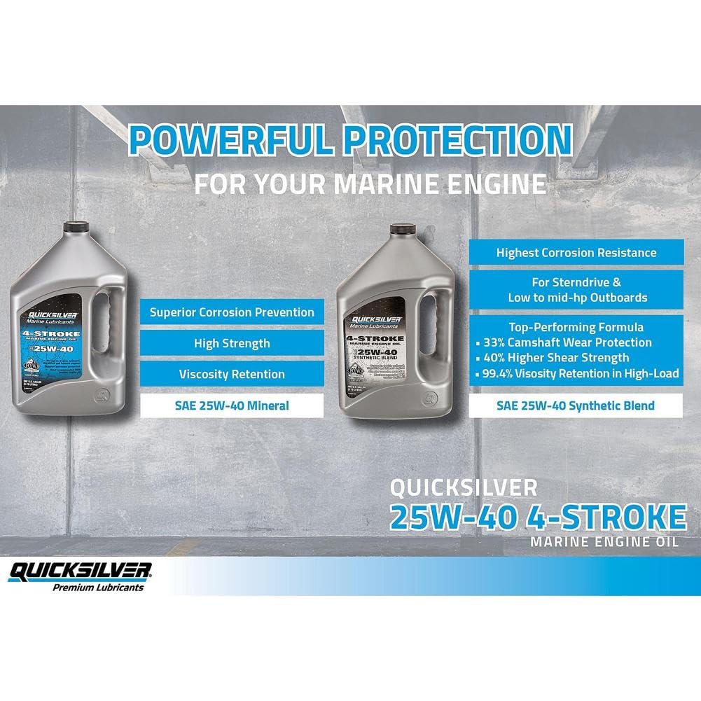 Quicksilver By Mercury Marine 25W-40 Synthetic Marine Engine Oil, 1 Gallon