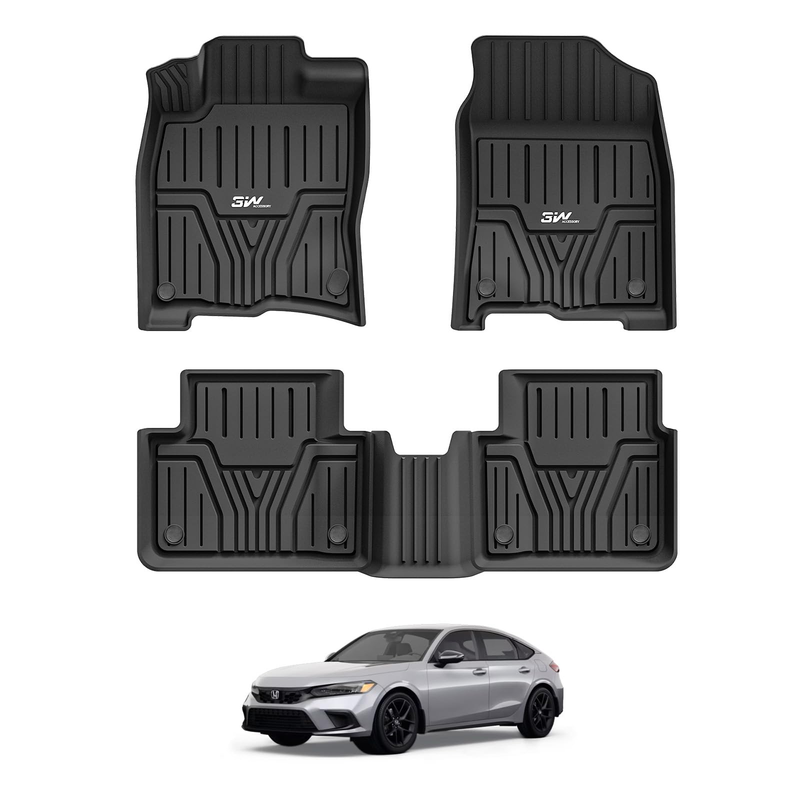 3W Floor Mats Fit For 2025 2024 2023 2022 Honda Civic Acura Integra (Not Fit Hybrid/Manual/Hatchback), Custom Fit Floor Liner Fo