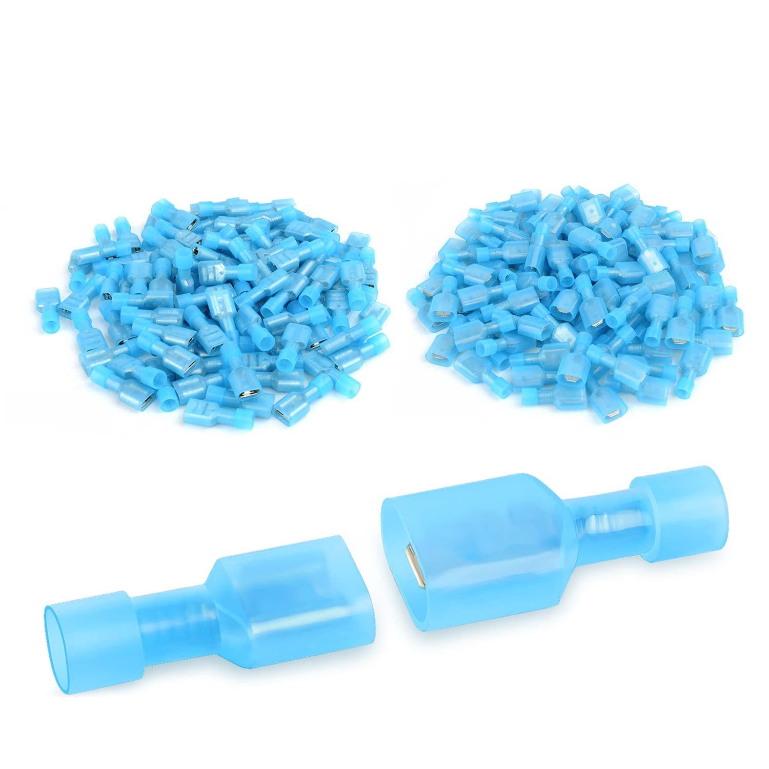 Nilight 200Pcs Male Female Fully Insulated Wire Crimp Terminal Nylon Quick Connectors Wiring Spade 16-14 Gauge, 2 Years Warranty