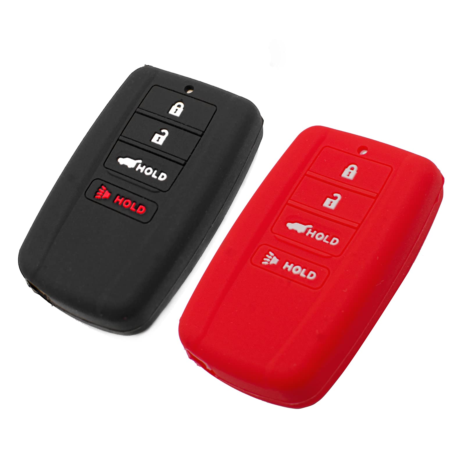 Eyanbis Silicone Key Fob Cover Fit For Acura Ilx Mdx Rdx Rlx Tlx Nsx Smart 4 Buttons | Car Accessories | Remote Key Protection Case - Black & Black