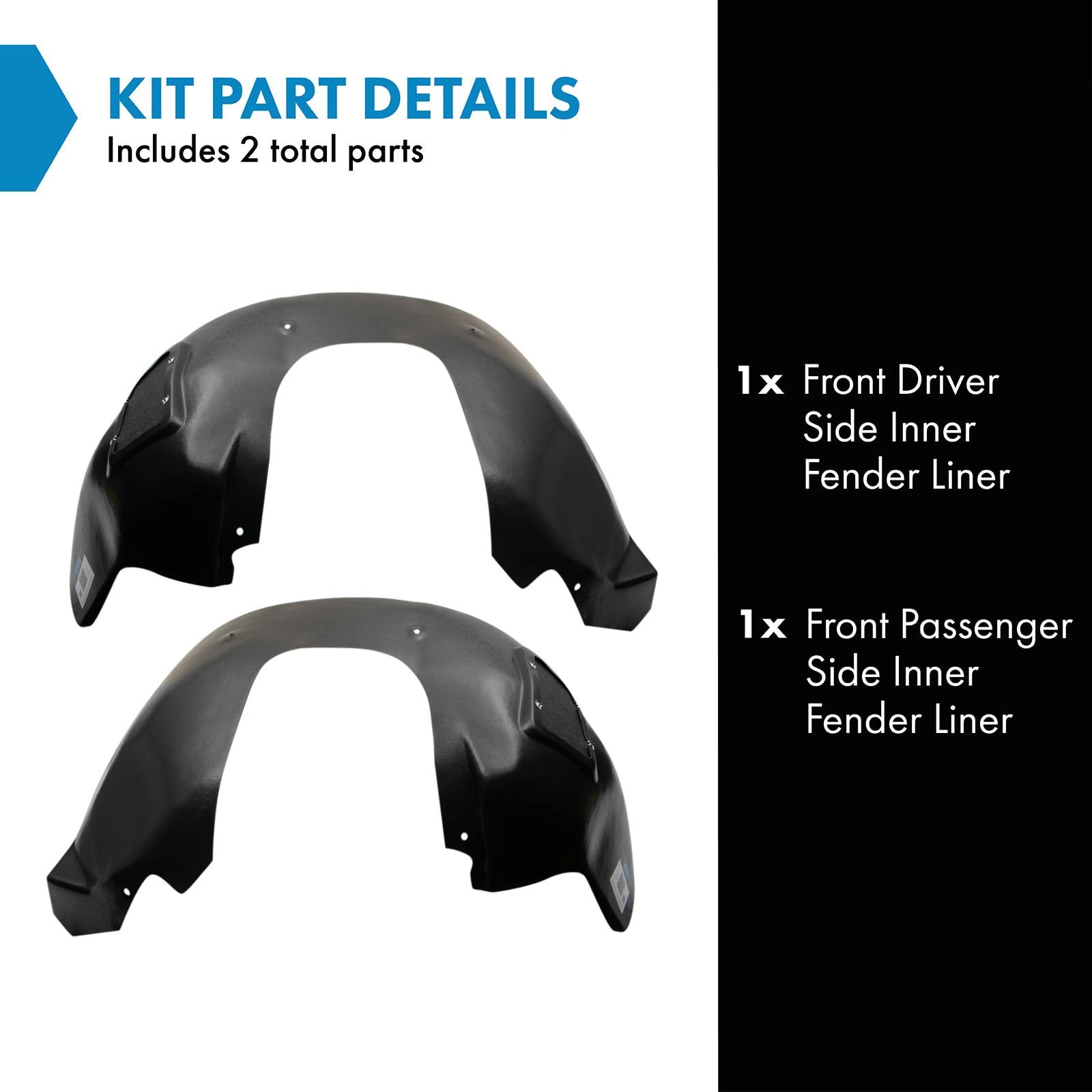 Trq Front Inner Fender Liner Set Compatible With 2010-2013 Chevrolet Camaro Gm1248212 Gm1249212