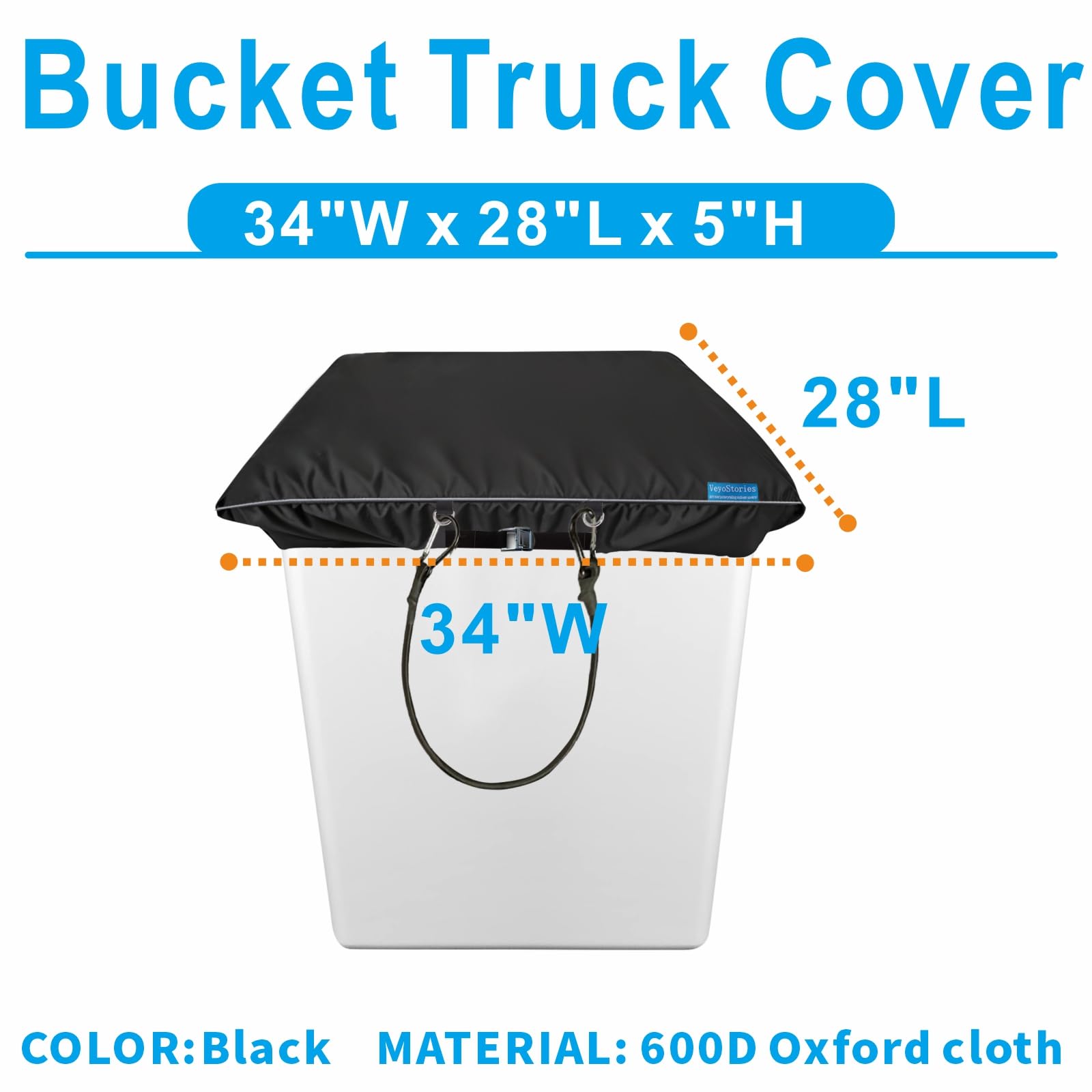 VeyoStories Bucket Truck Cover - Double Layer Oxford Cloth, Fits 1 Man Vinyl Bucket, 28'' x 34'' x 6'', Bucket Truck Accessories
