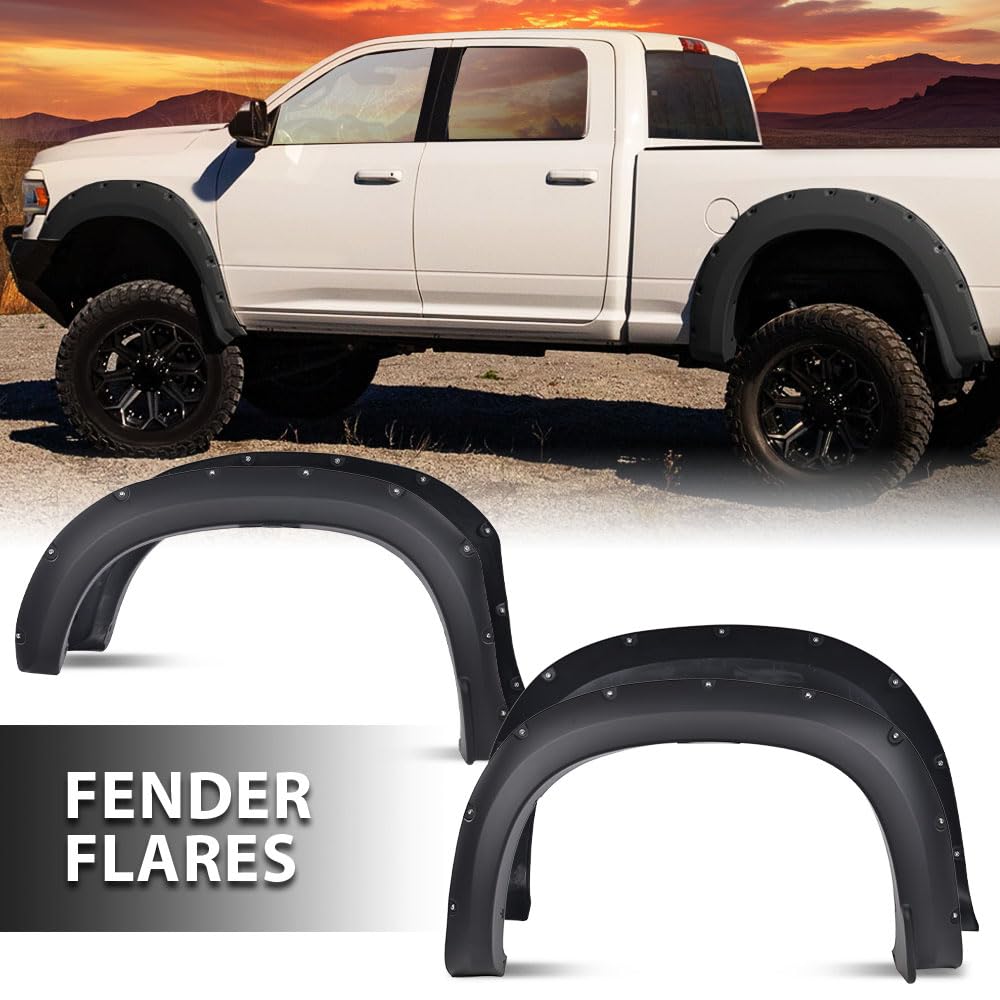 G-PLUS Fender Flares for Chevy Silverado 1500 2019-2021, Pocket Rivet, Smooth Black, Durable Polypropylene, 4-Piece Set