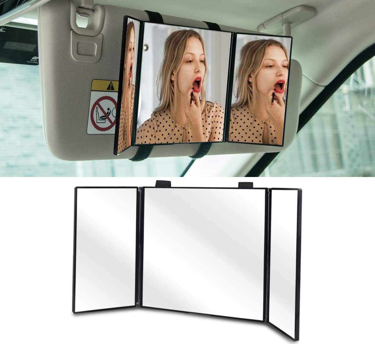 Car Visor Mirror, Foldable Car Sun Visor Vanity Mirror, Huicocy Makeup Travel Vanity Mirror Car Mirror Clip On Sun Visor Auto 31