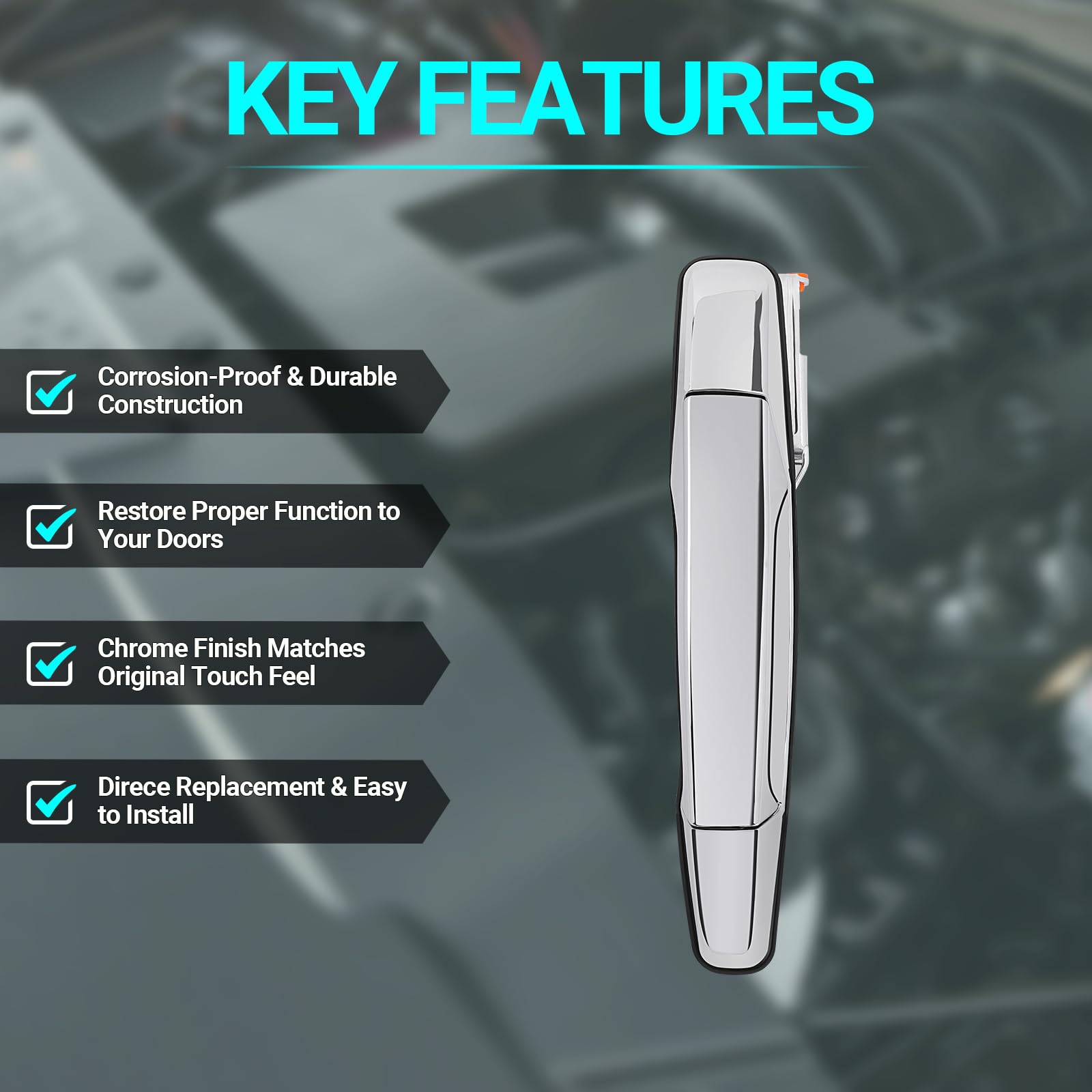 Mnjws Exterior Chrome Door Handle, Rear Passenger Side, Compatible With 2007-2014 Chevy Silverado Suburban Tahoe Gmc Sierra Yukon Cadillac Escalade, Replace 22738726 84053450 80547