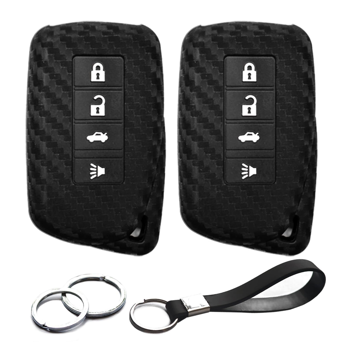 Infipar 2Pcs Compatible With Lexus Rc350 Rc300 Rc F Is300 Is350 Is500 Rx350 Rx450H Rx350L Rx450Hl Nx200T Nx300H Nx300 Lx570 Gs350 Gs F Es350 Carbon Fiber Looks Key Fob Cover Case Key Chain Holder