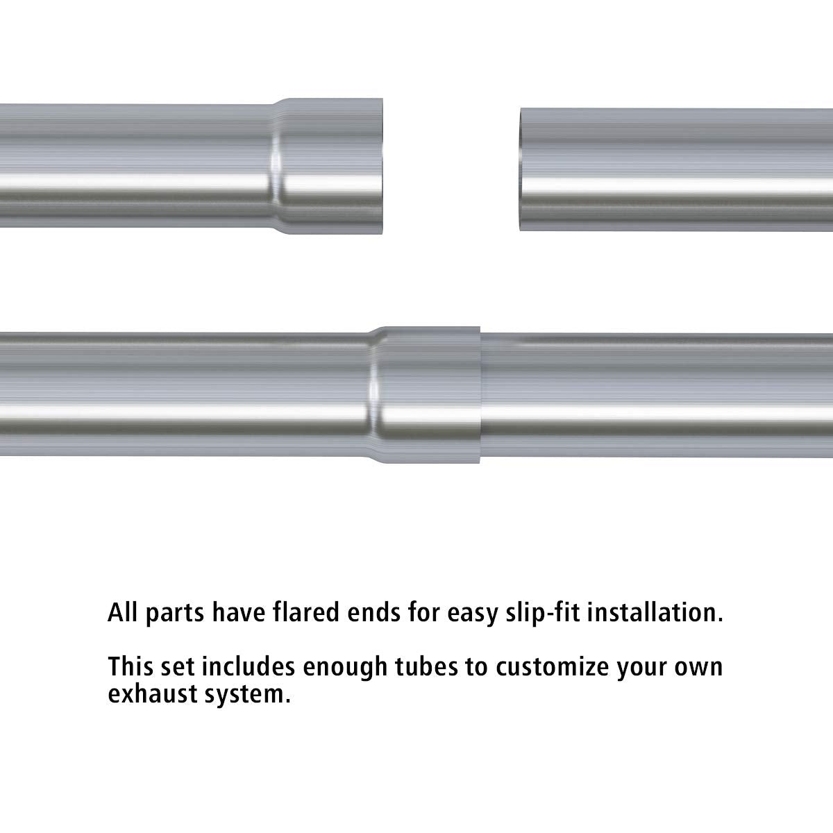A-KARCK Stainless Steel Mandrel Bends 8 Pcs, 2.25 Inches 304 Stainless Steel Exhaust Pipe DIY Custom Exhaust Tubing Pipe Straigh