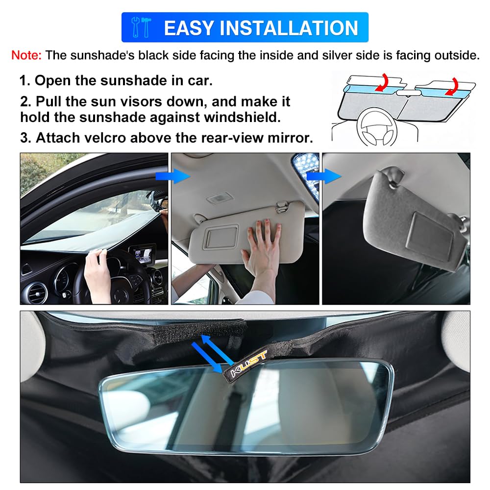 Kust Windshield Sun Shade For Hyundai Santa Cruz 2022 2023 2024 Window Sunshade Sun Visor Protector Foldable Blocks Uv Rays Keep