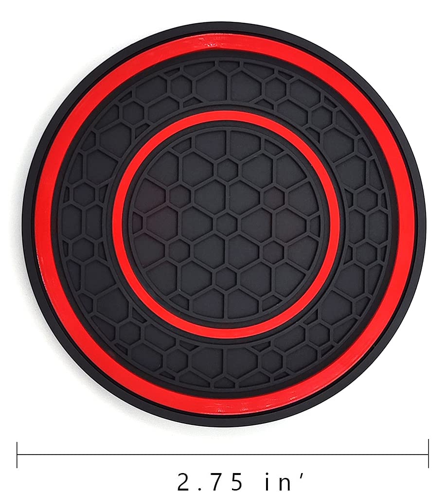 Auprite Car Cup Holder Coasters, 2 Pack Universal Auto Anti Slip Cup Holder Insert Coaster, Car Interior Accessories, Red
