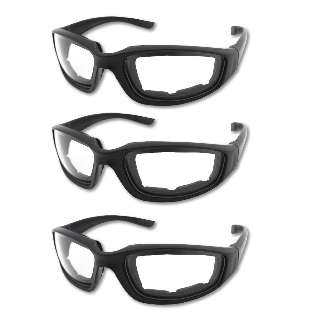 3 Pair Motorcycle Riding Glasses Padding Goggles Uv Protection Dustproof Windproofmotorcycle Sunglasses With Clear Lens For Outd