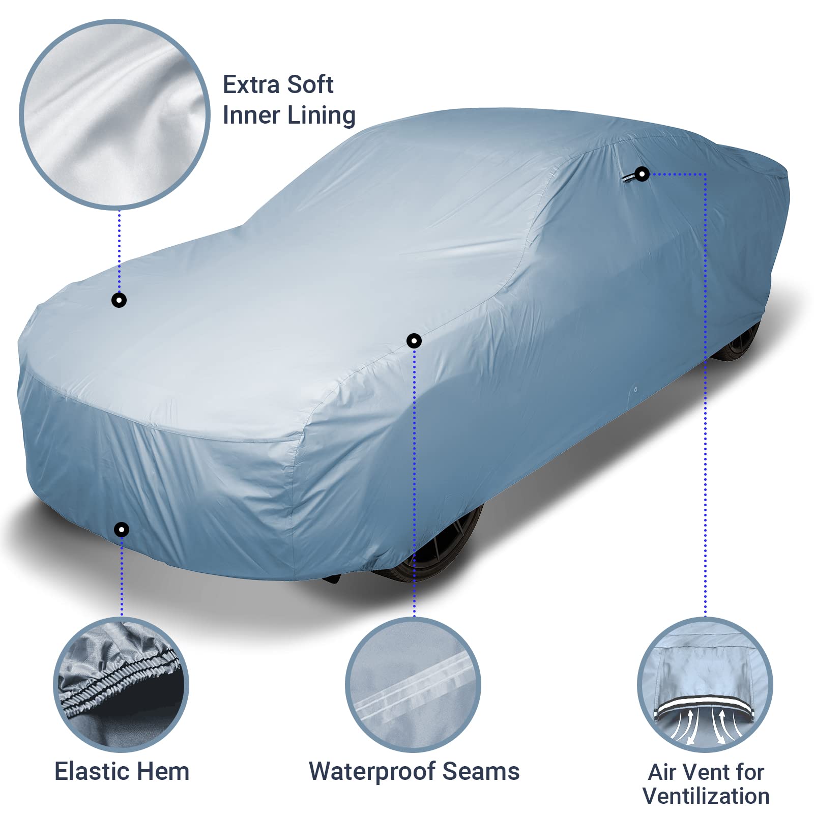 Icarcover Custom Car Cover For 1950-1957 Chevy Bel Air 2-Door, 4-Door, Waterproof All Weather Rain Snow Uv Sun Protector Full Ex