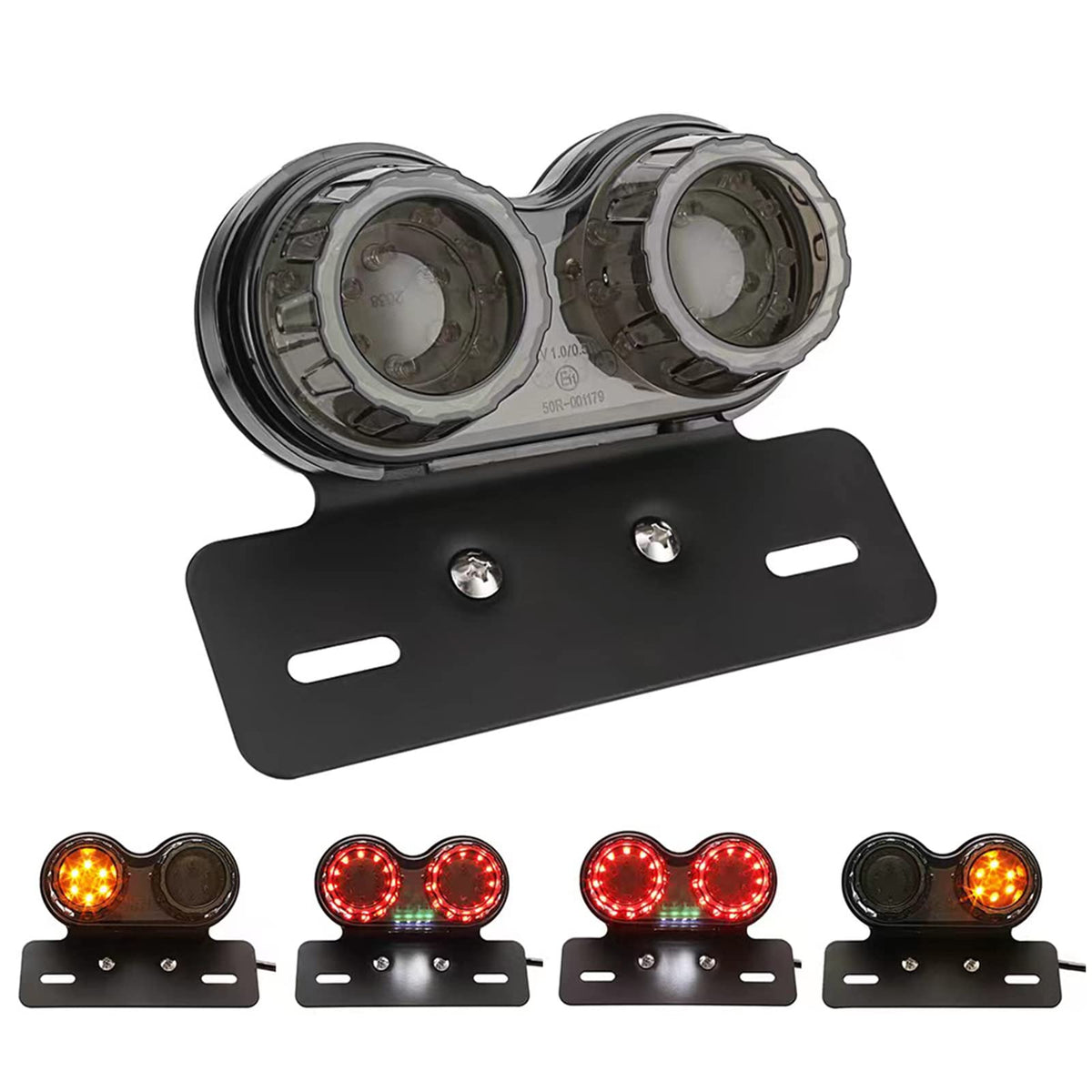Perfectech 40W 40-Led Motorcycle Tail Light Integrated Driving&Brake Light Turn Signal Lamp With License Plate Bracket For Harley Honda Yamaha Suzuki Kawasaki (Black)