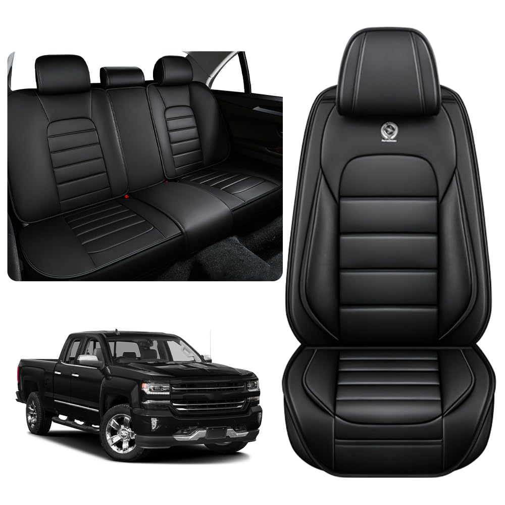 Seat Cushion Cover Custom Fit for 2007-2024 Chevy Silverado GMC Sierra 1500 2500HD 3500HD,Leather Truck Seat Protectors Soft Tou