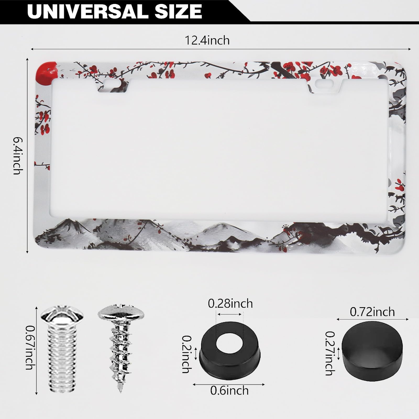 LRZJYDMB Stainless Steel License Plate Frames, 2 Pack Cherry Blossom Design, Includes Free Screws, Japanese Sakura Style
