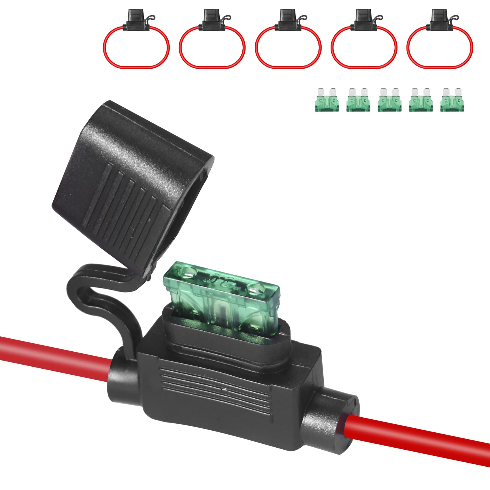 Muyi 6 Pack 12Awg Inline Fuse Holder 12 Volt Tinned Copper Wire Pigtail Waterproof Ip67 Marine Automotive Fuse Block Relay With 