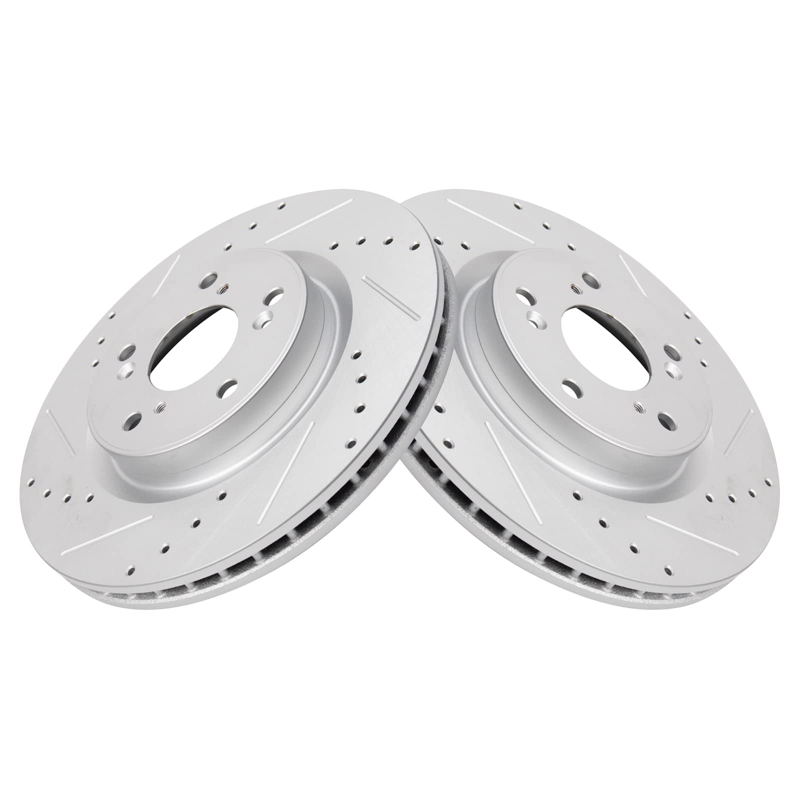 Trq Front Performance Brake Rotors Set Premium G-Coated Cross Drilled & Slotted Compatible With 2012-2016 Honda Cr-V