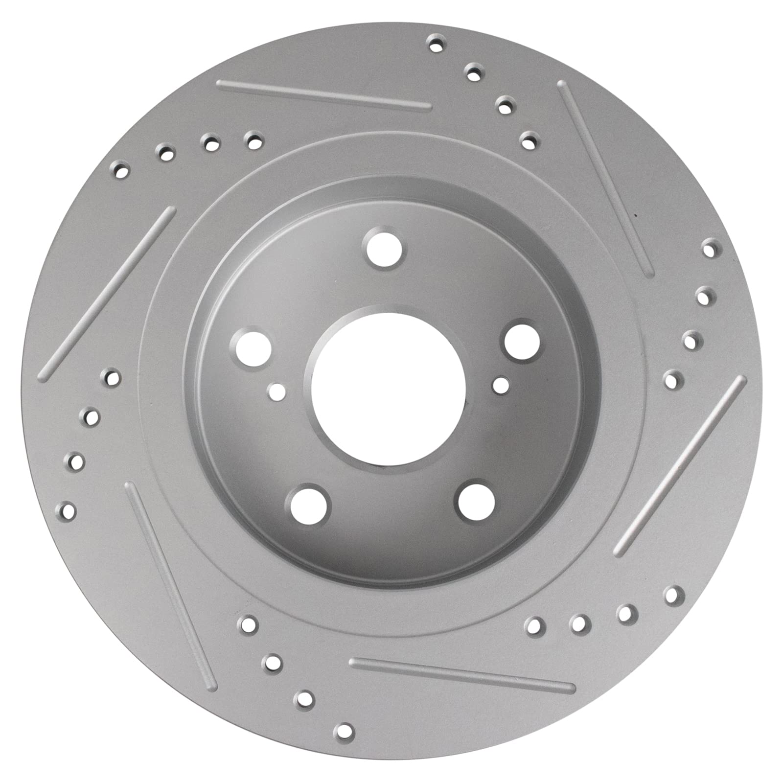 Trq Rear Performance Brake Rotors Set Solid Premium G-Coated Cross Drilled & Slotted Compatible With 2011-2016 Scion Tc