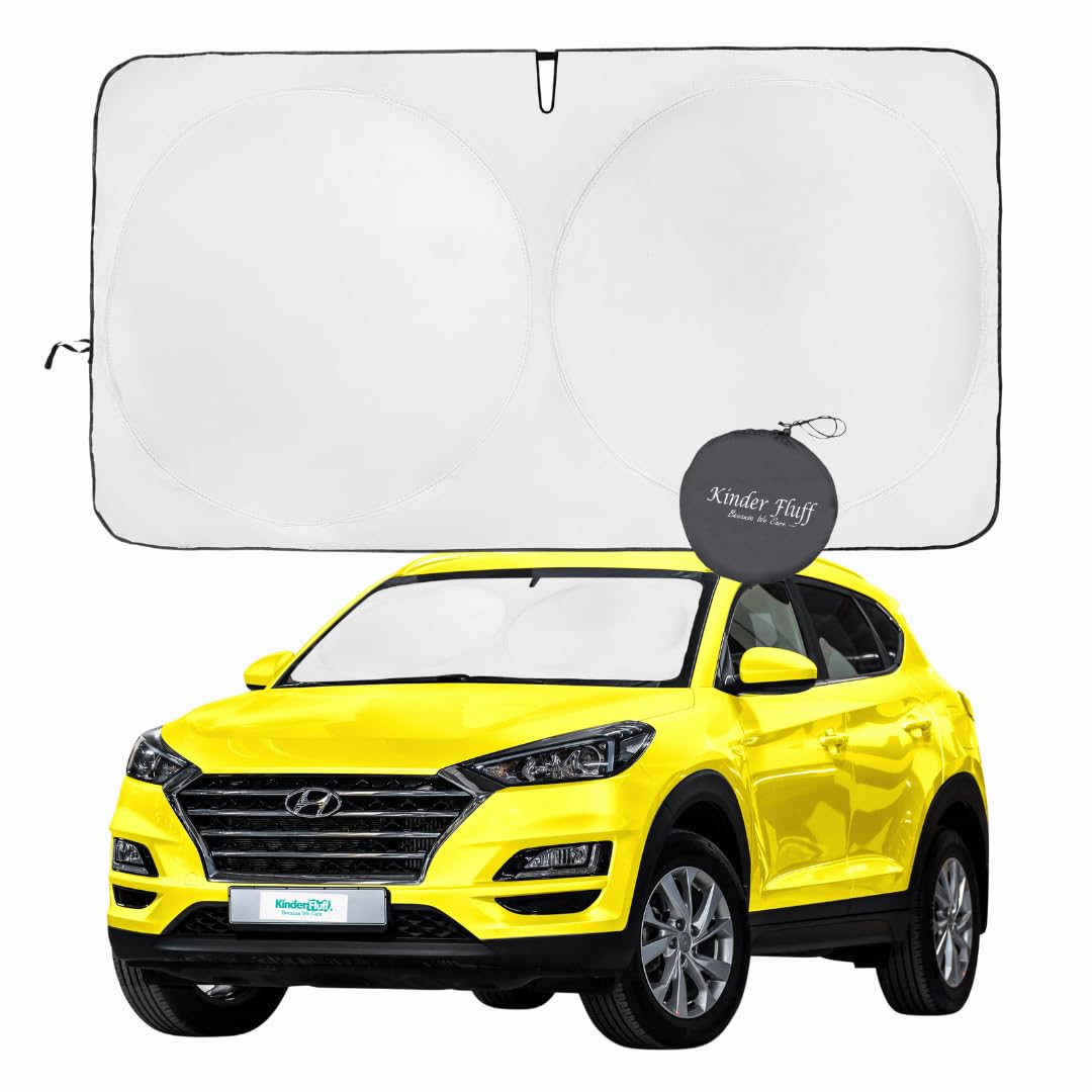 Kinder Fluff Patented Windshield Sunshade | Oxford Cloth Car Foldable Windshield Sun Cover & 99% Uv Rays Block | Car Window Shad