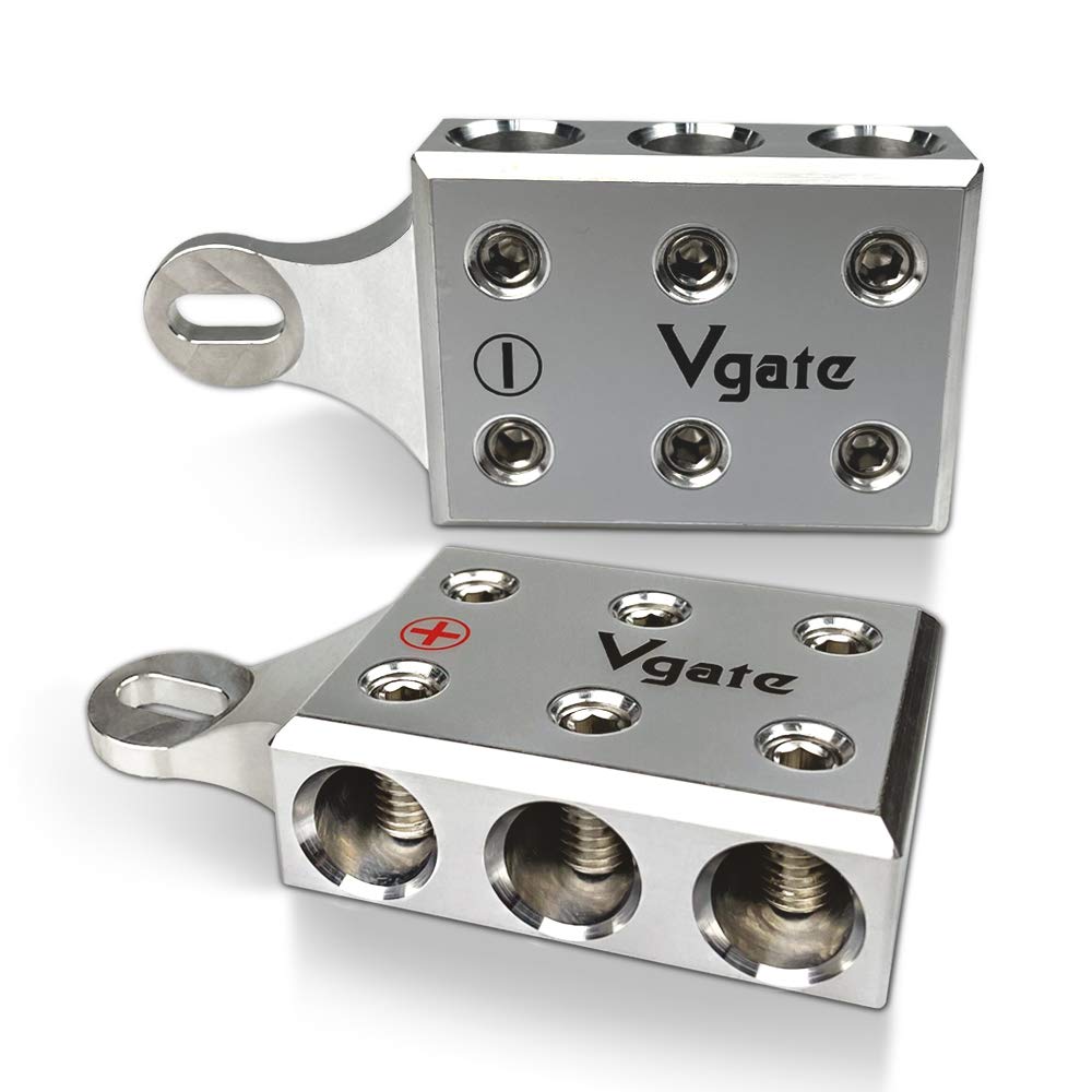 Vgate 6X1/0 Awg Gauge Post Battery Terminals, For Lithium Or Agm Lead Acid Battery With Bolt Down Ends Or Threaded Studs, M6 Or