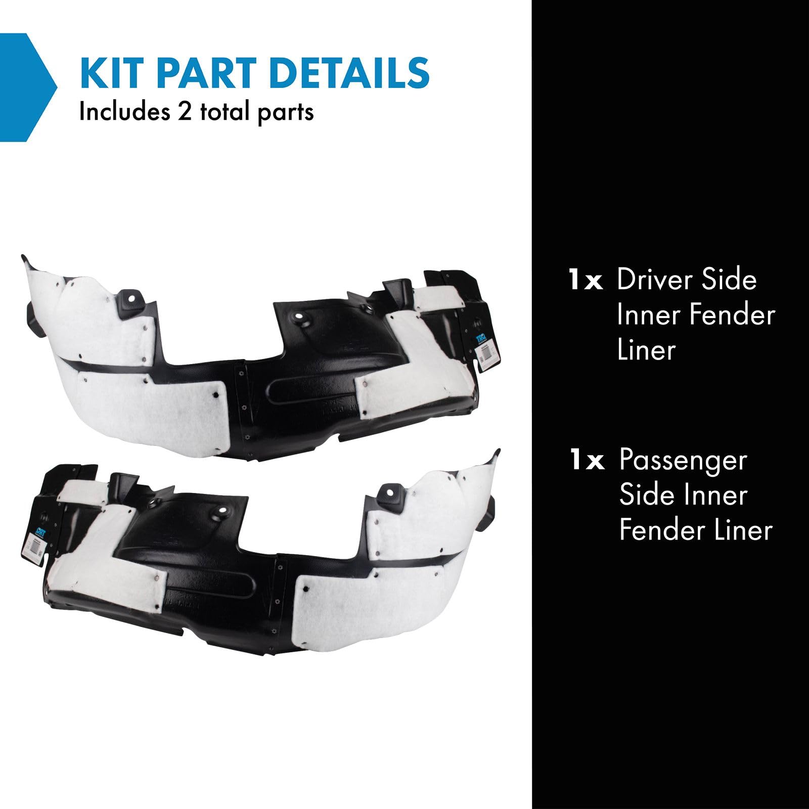 Trq Inner Fender Liner Set Compatible With 2014-2015 Hyundai Tucson Hy1248139 Hy1249139