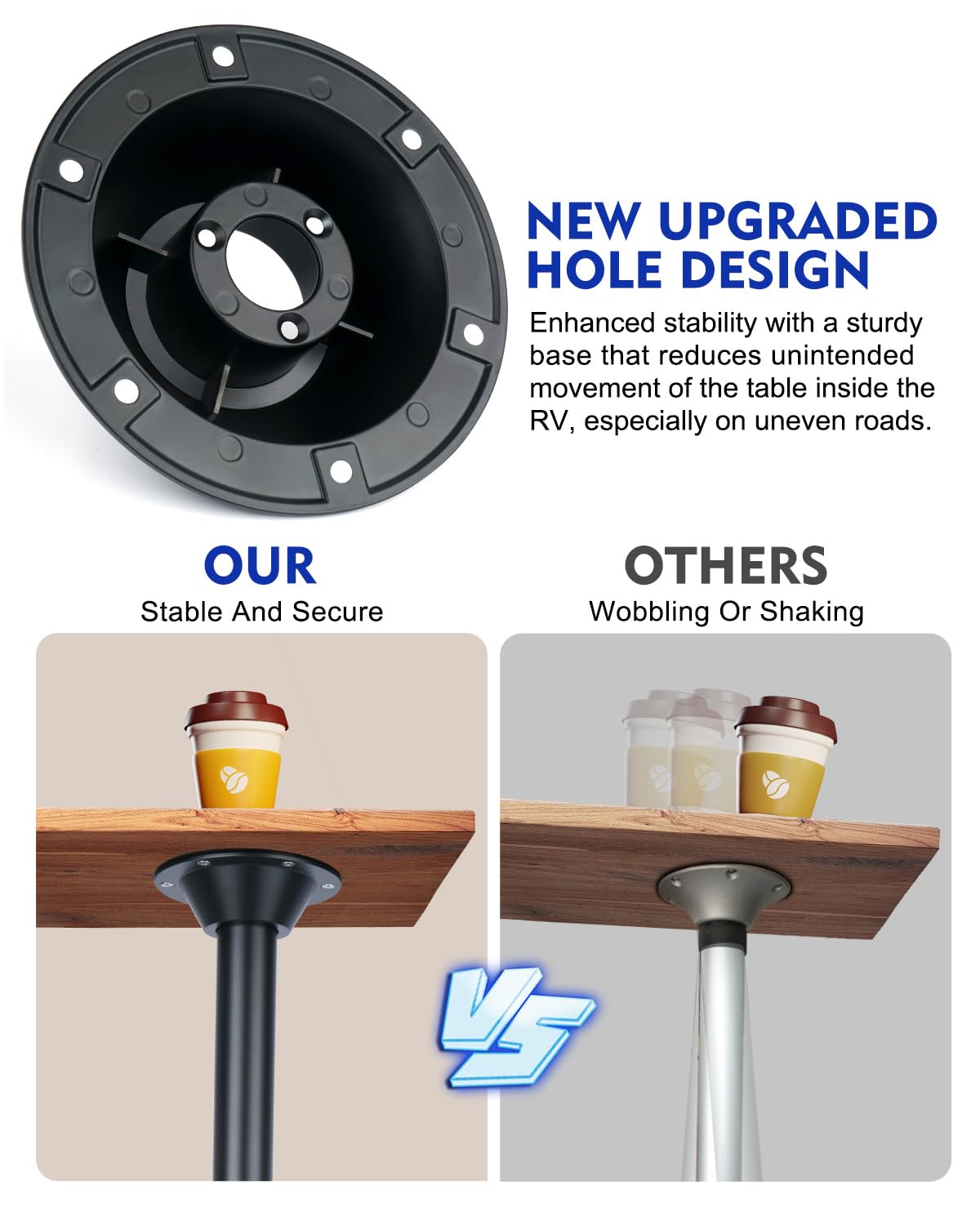 Altyostar 29 RV Table Base Mount and RV Table Leg with Upgraded Hole Design, Aluminum Camper Table Leg Base Mount for RV Boat