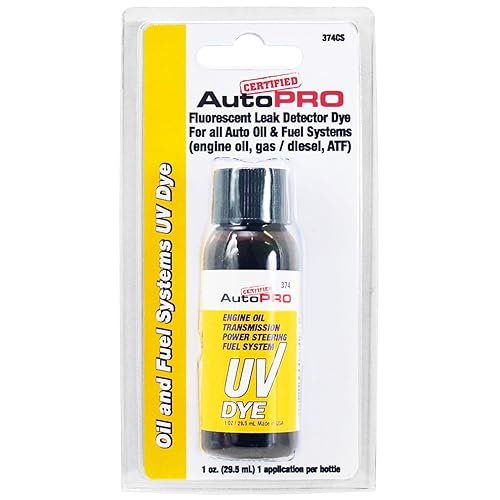 InterDynamics Auto Pro UV Dye Leak Detection for Cars & Trucks, 1 Oz - Fuel & Oil System Repair Solution, Universal Use