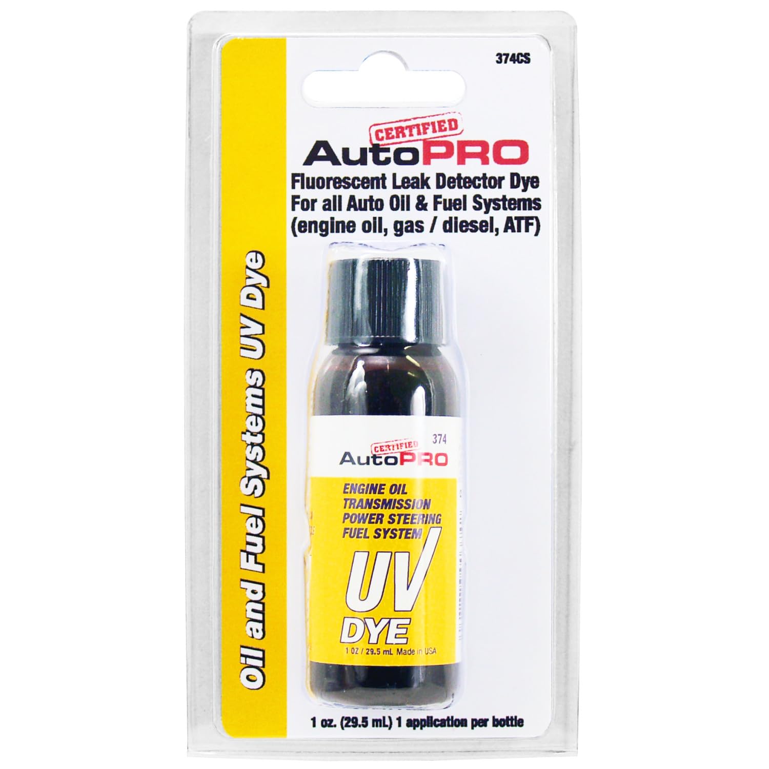 InterDynamics Auto Pro UV Dye Leak Detection for Cars & Trucks, 1 Oz - Fuel & Oil System Repair Solution, Universal Use