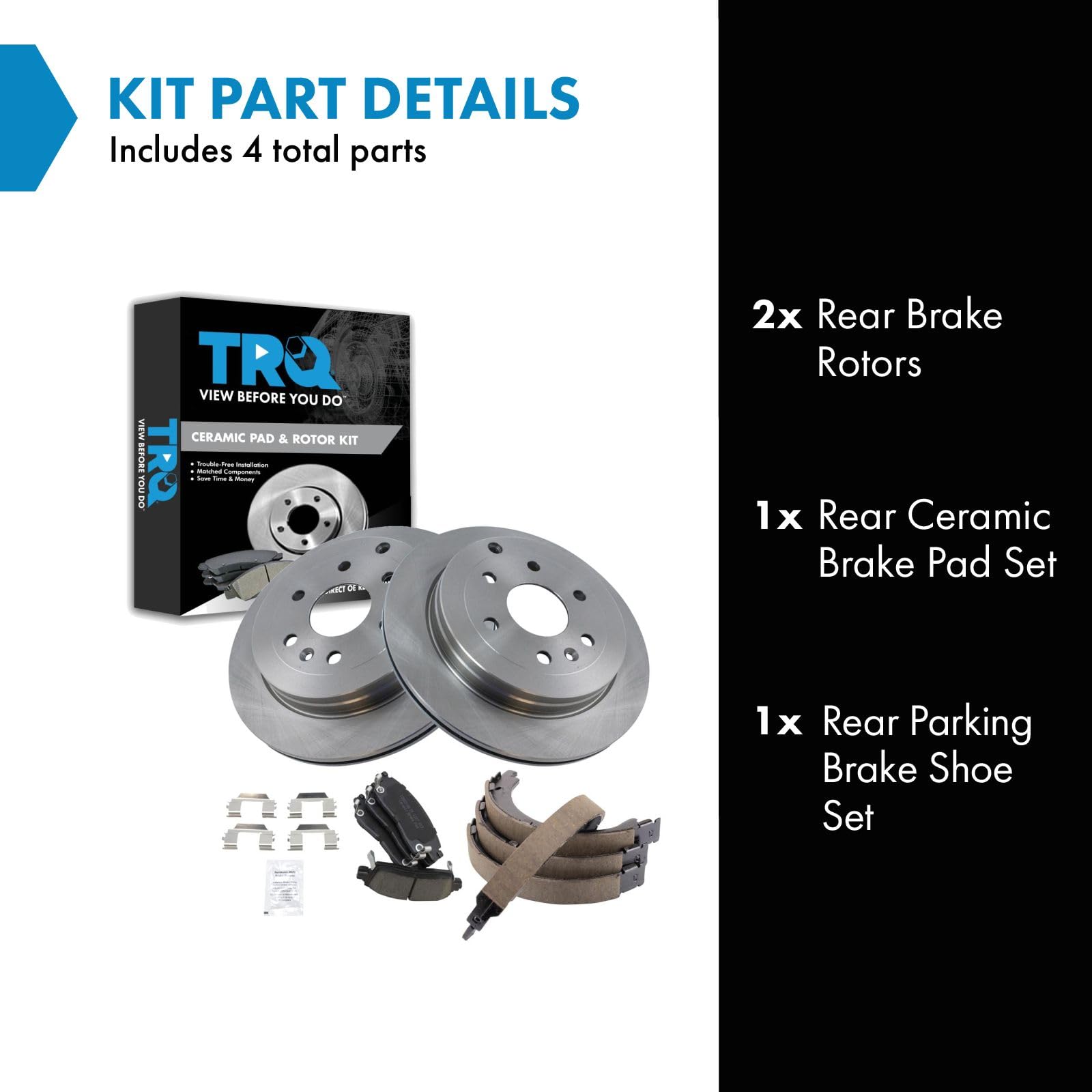 Trq Rear Brake Pad & Rotor Kit Compatible With 2008-2017 Buick Chevrolet Gmc Saturn