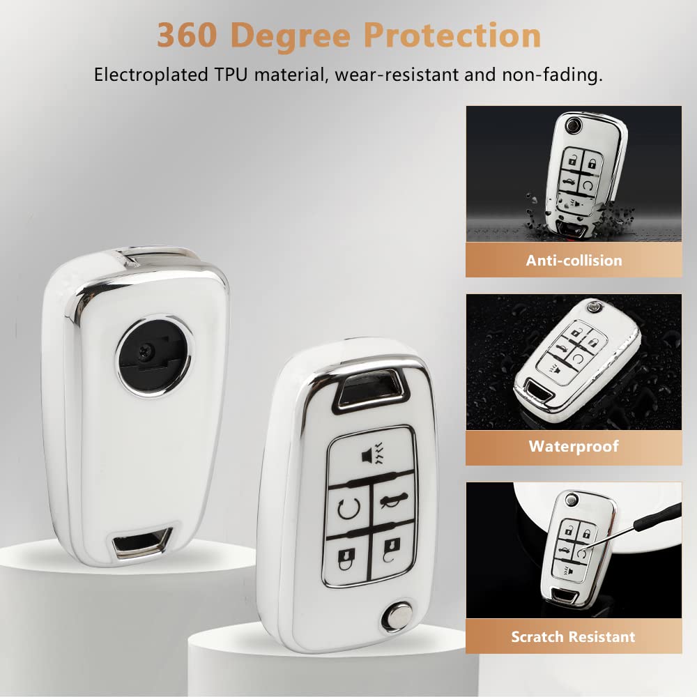 Pifoog Key Fob Cover For Chevy 5 Button Keys Case Shell Protector Tpu Soft Bling Car Keychain Accessories Fit For Equinox Cruze