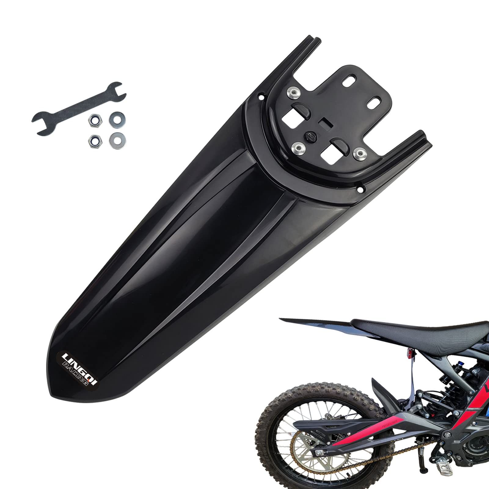 Lingqi Racing 2Nd Generation Modified Longer Rear Fender Fit To Sur-Ron Light Bee X And S. Streamlined Long Dirt Pit Mudguards T