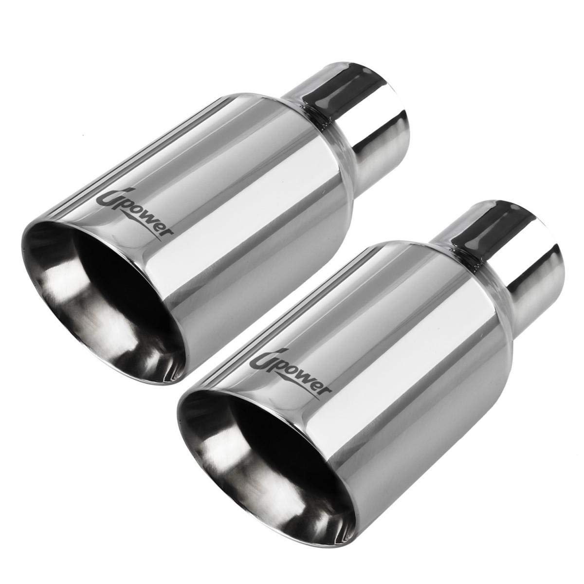 Upower Pack of 2 Exhaust Tip 2.5 inch Inlet 4 inch Outlet 9'' Long 304 Stainless Steel 2.5'' to 4'' Diesel Exhaust Tailpipe Tip 