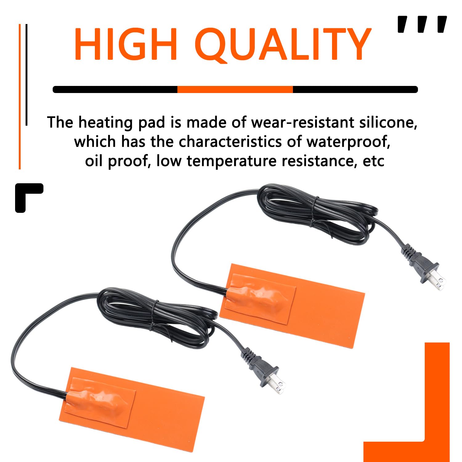 2 x 5in Car Engine Silicone Pad Heater - Self-Adhesive, 2Pcs Oil Pan Heater Pad Car Truck Oil Pan Heater Pad for Metal Surface w