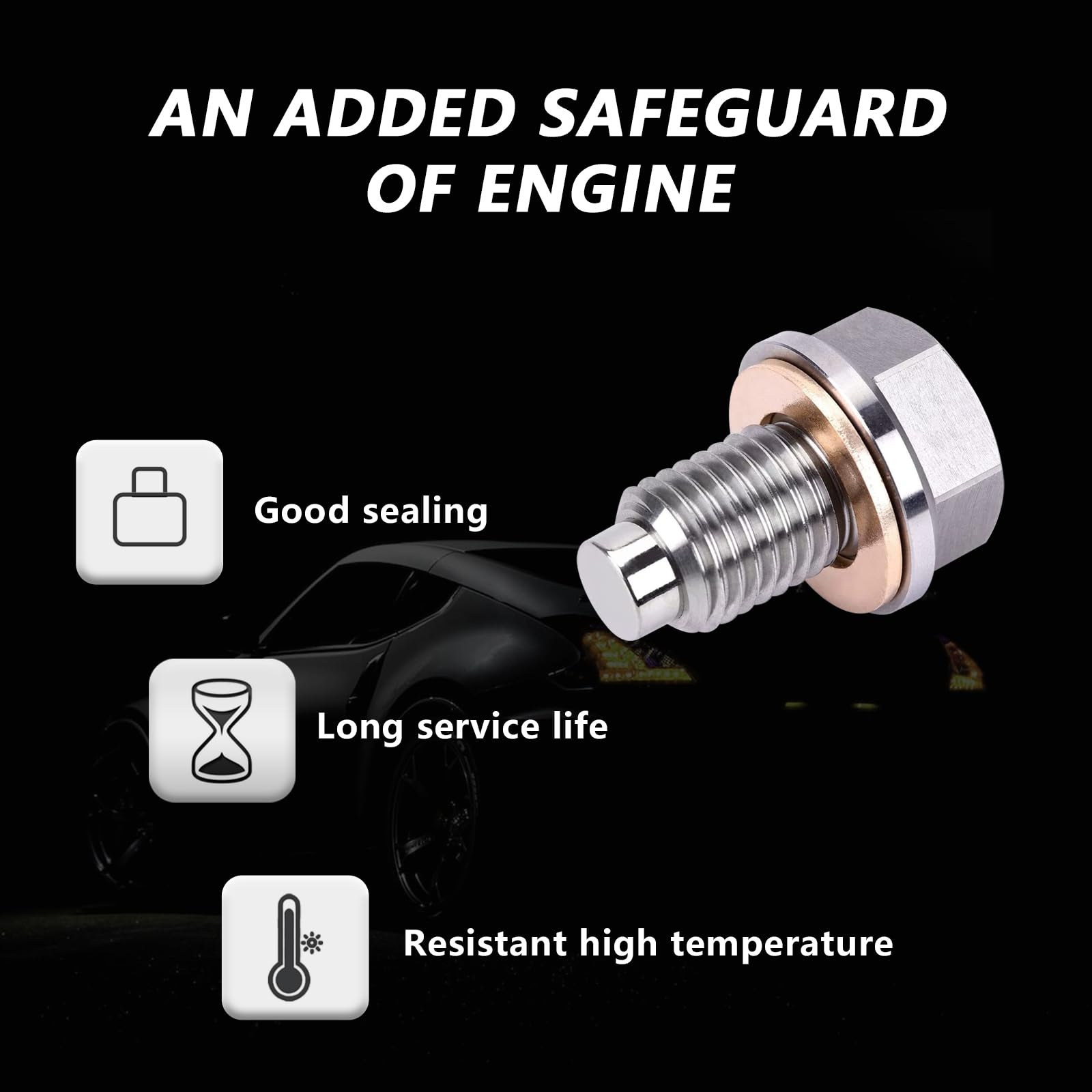 Kewucn Magnetic Oil Drain Plug, M14  1.5 Stainless Steel Oil Drain Plug with 5 Pcs Copper Crush Washer, Aluminum Craft with Red