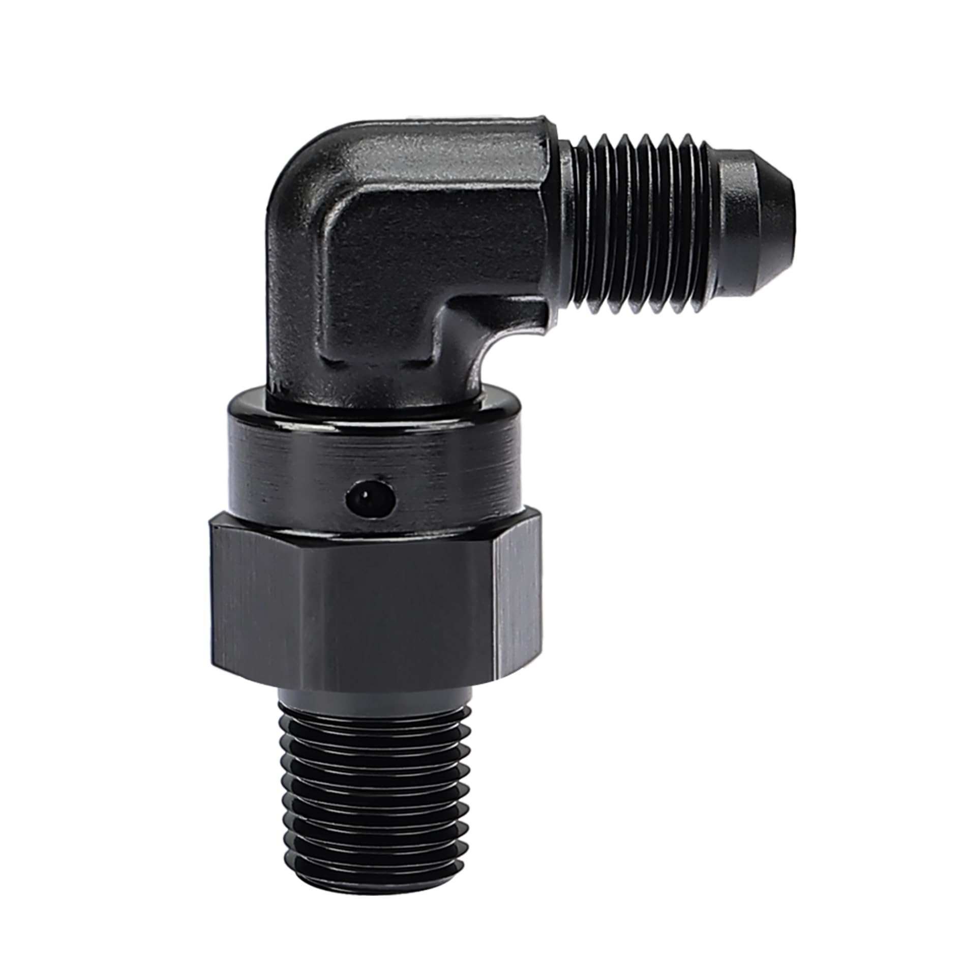 Evil Energy 3An Male Flare To 1/8 '' Npt 90 Degree Swivel Fitting Adapter Aluminum Black