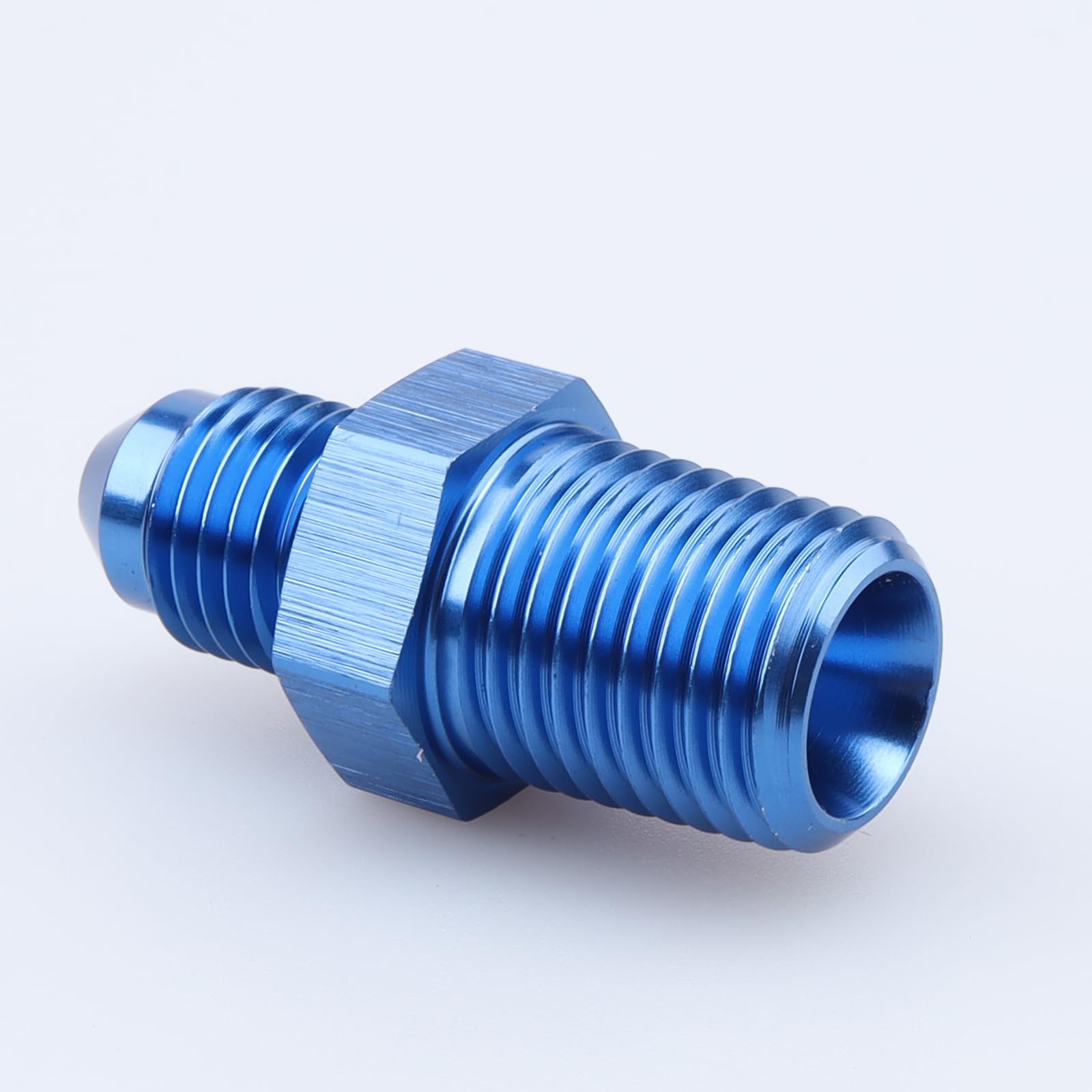 Ac Performance Male 1/4'' Npt To -4 An Flare Adapter Straight Aluminum Blue