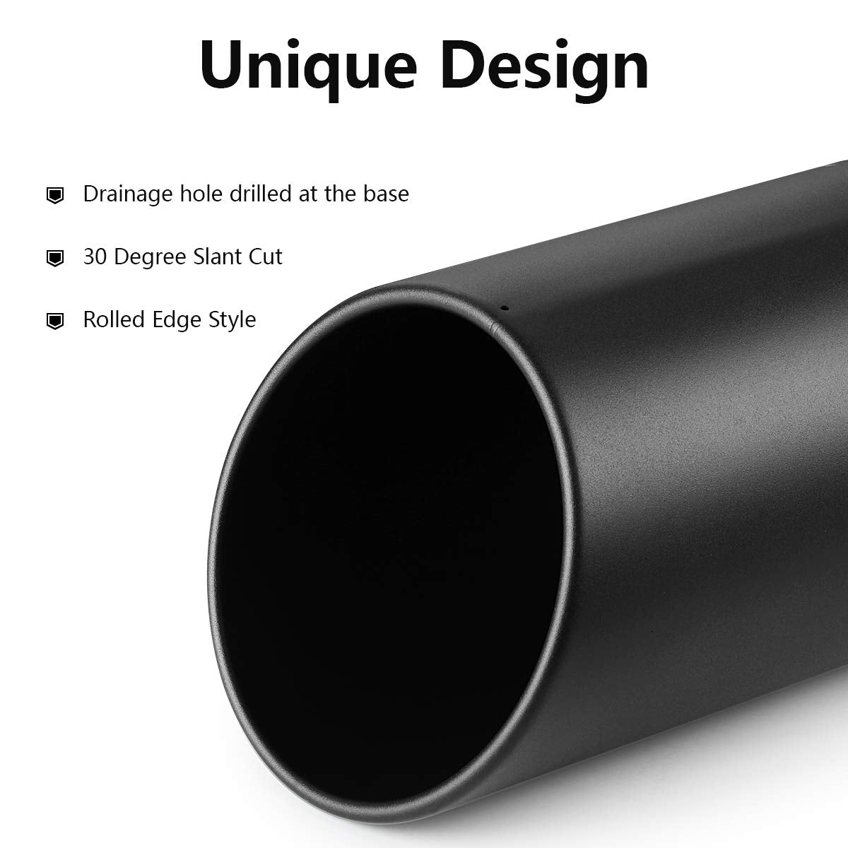 Exhaust Tip 5'' Inlet, A-Karck Exhaust Tailpipe Tip 5'' Inlet 6'' Outlet 15'' Long Black Coating Bolt On For Pickup Truck Tailpi