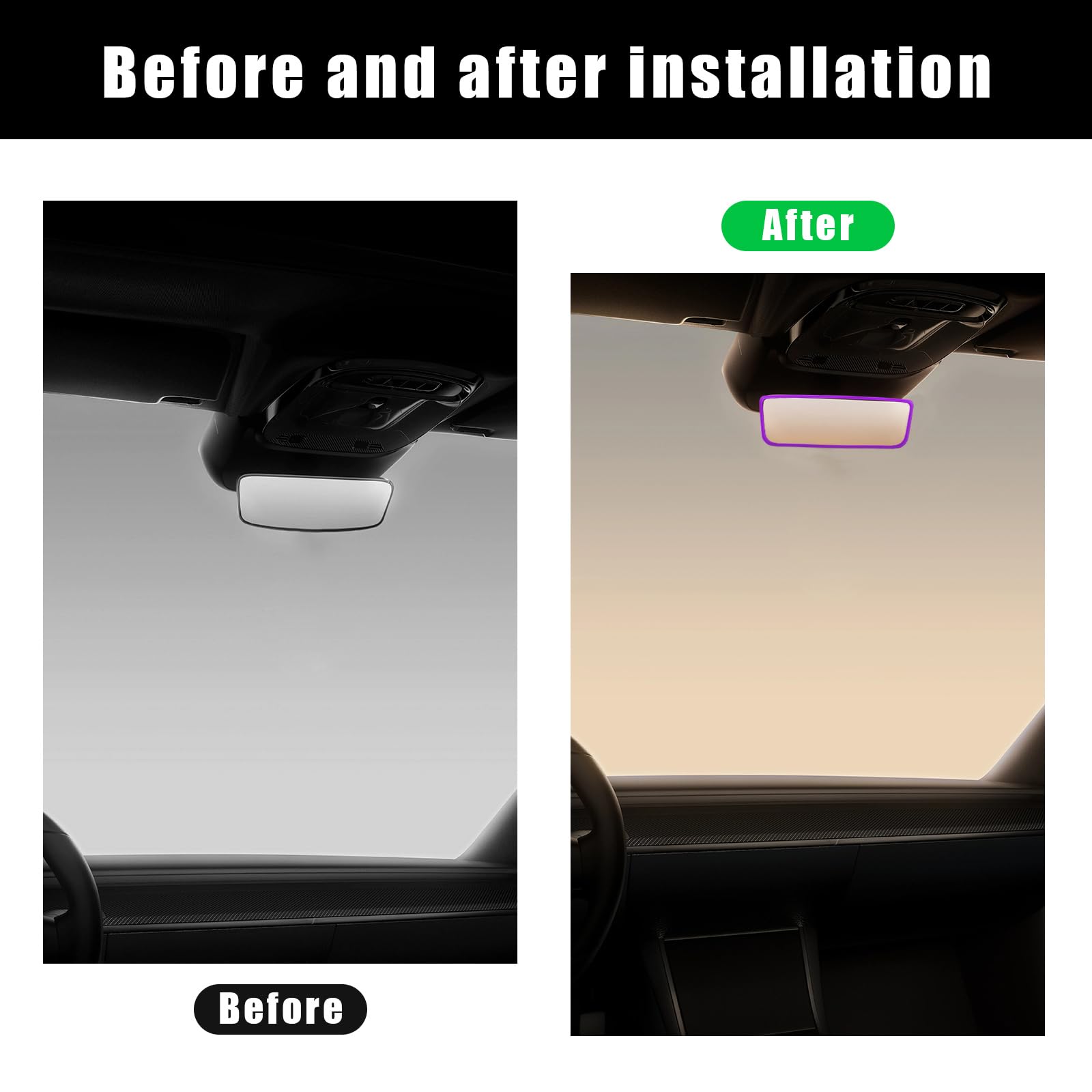 Suvnie Car Rear View Mirror Protector Frame, Silicone Auto Rearview Edge Protective Cover Compatible With Model 3 Y, Car Interio