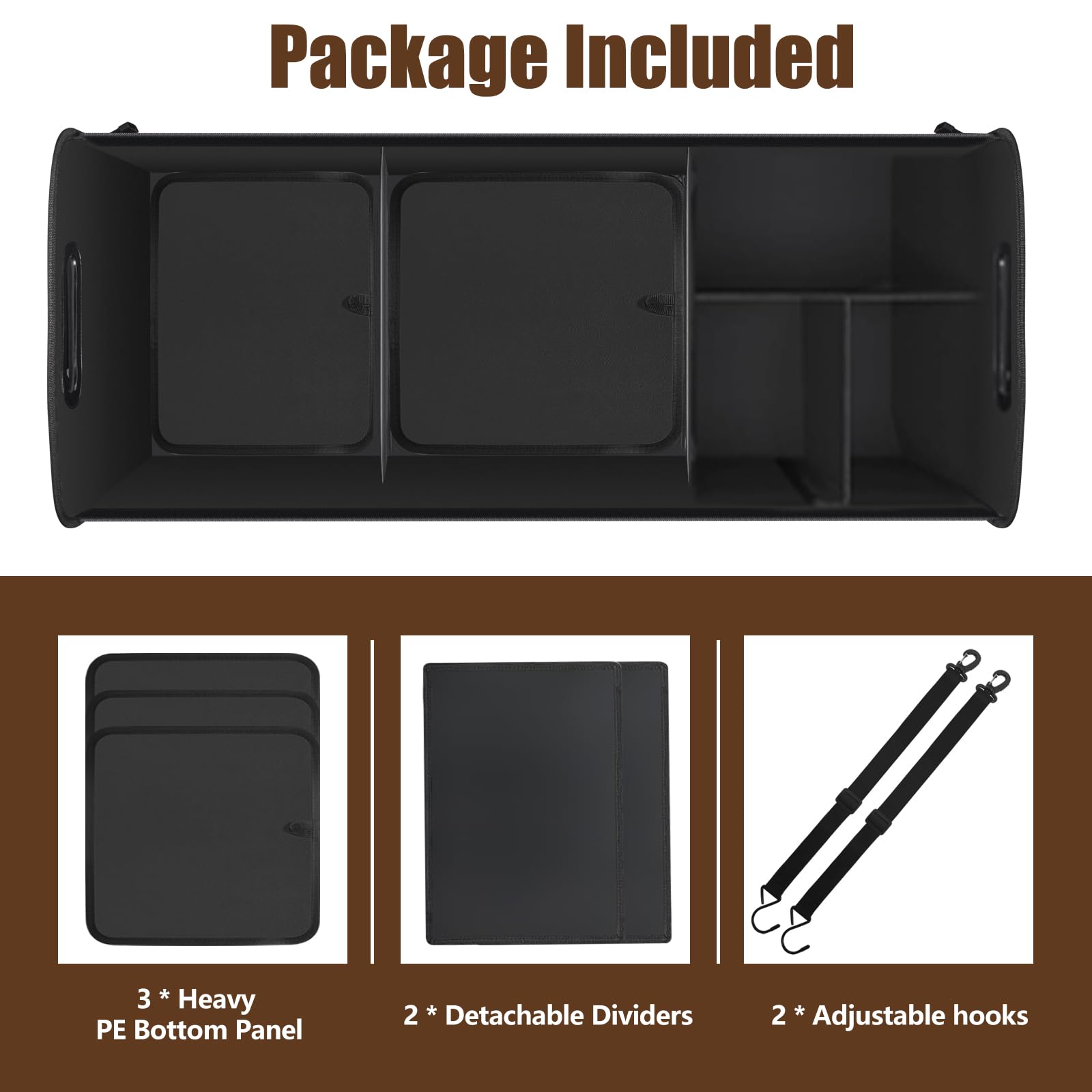 Leopard Print Trunk Organizer - 95L Large Capacity, Non-Slip Bottom, Waterproof, Portable Car Storage For Suv, Truck, Sedan