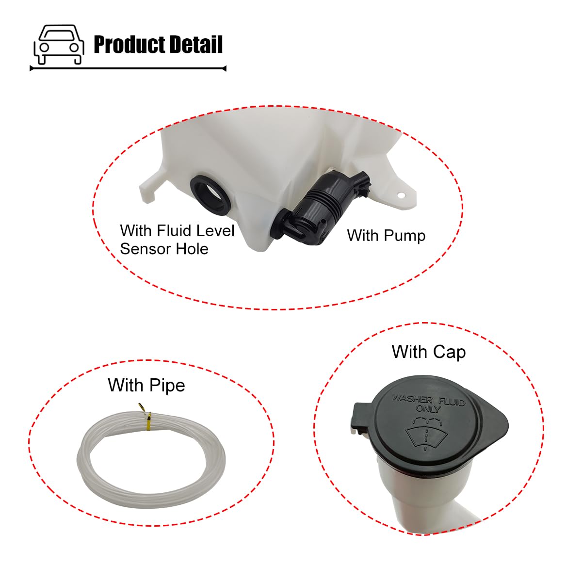 LXROAR01 Windshield Washer Reservoir Compatible with Toyota Tacoma 1998 1999 2000 2001 2002 2003 2004, Washer Tank for 853150406