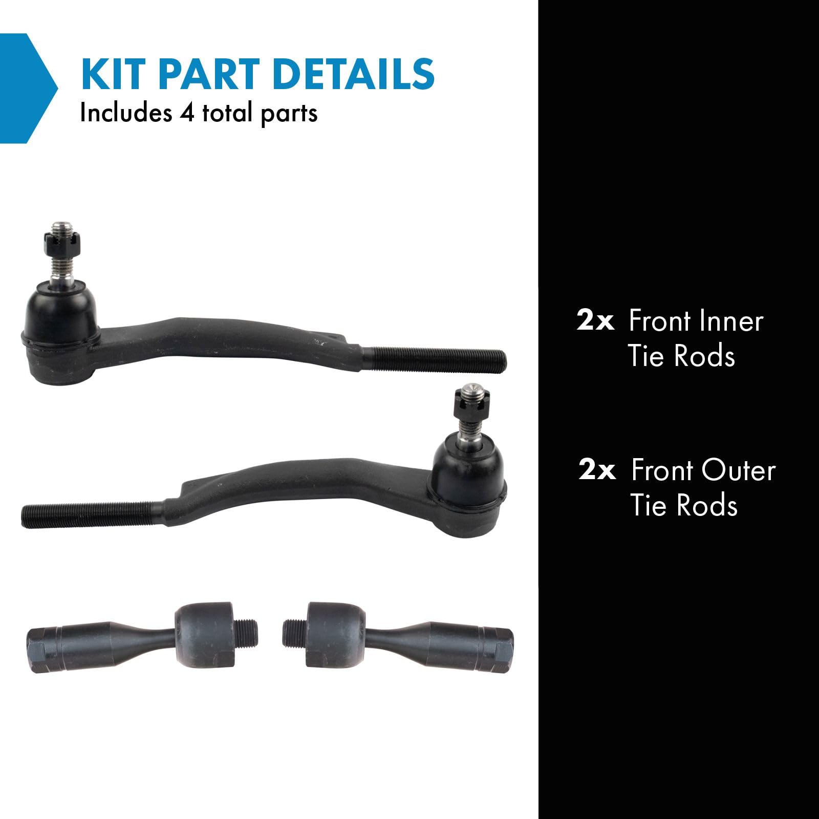 Trq Inner Outer Tie Rod End Kit Set Of 4 For Buick Chevy Gmc Isuzu Olds Saab Suv