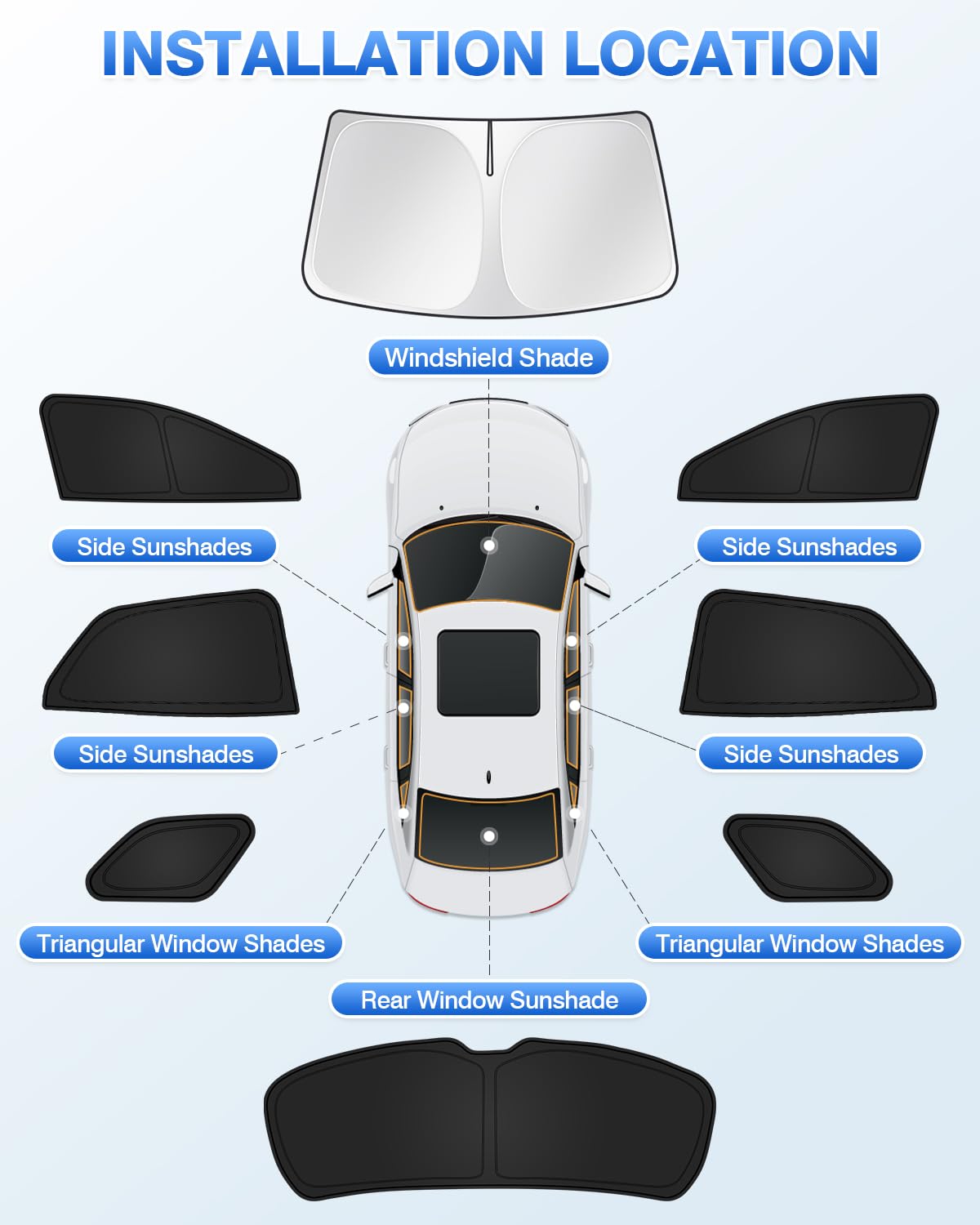 Canvcle Sunshades For 2024 2025 Chevrolet/Chevy Blazer Ev (Not For Chevrolet Blazer) Accessories Windshield Sun Shade Side Rear