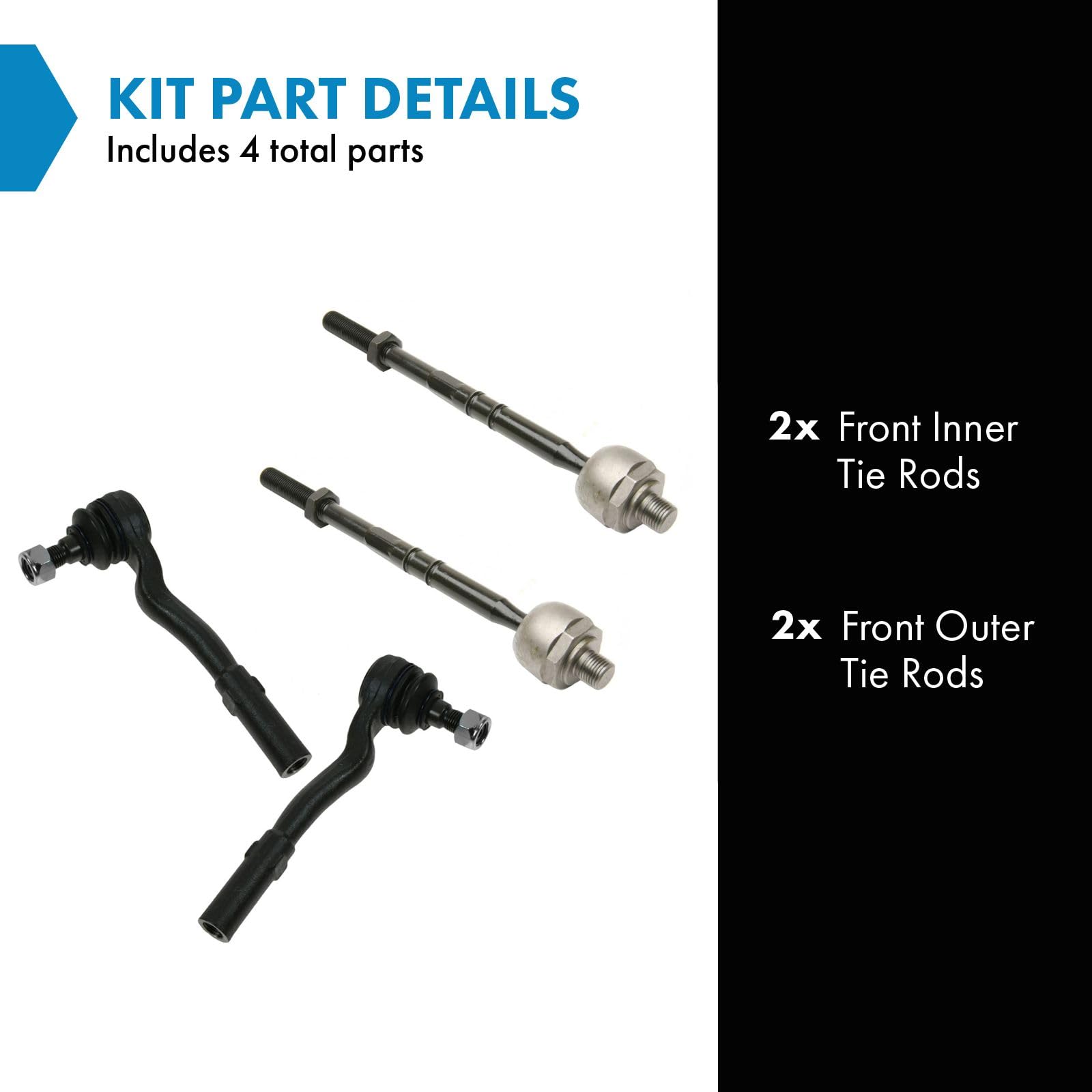Trq Front Inner & Outer Tie Rod End Kit Set Of 4 For Mercedes Benz