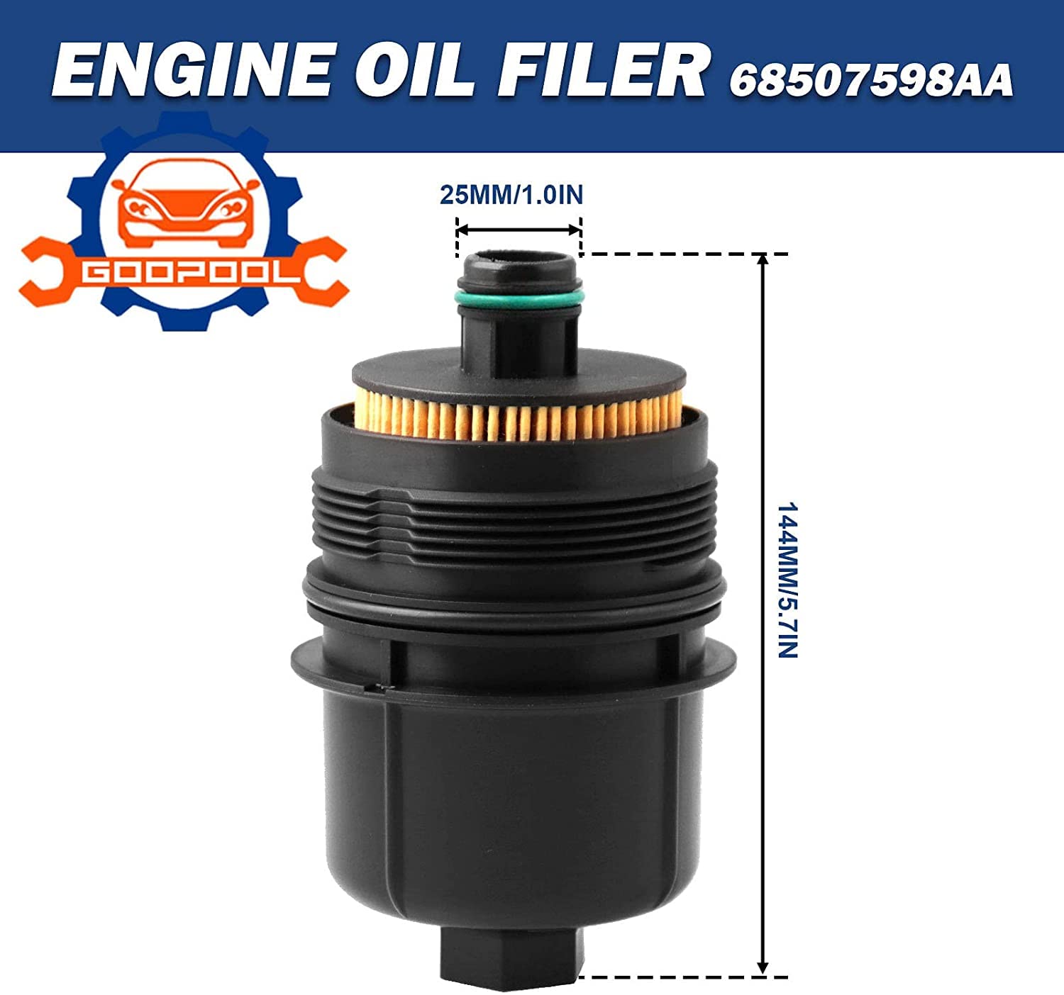 Ecodiesel Engine Oil Filter 68507598Aa 68498720Aa Compatible With Jeep 2021-2022 Wrangler Jl Gladiator,2020-2022 Ram 1500 Dt -6Pcs