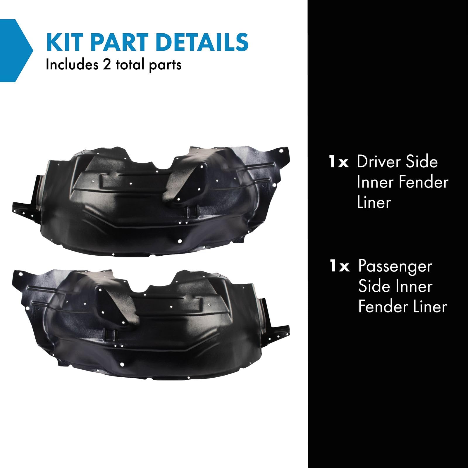 Trq Inner Fender Liner Set Compatible With 2004-2005 Ford F-250 Super Duty F-350 Super Duty Fo1247108 Fo1250137