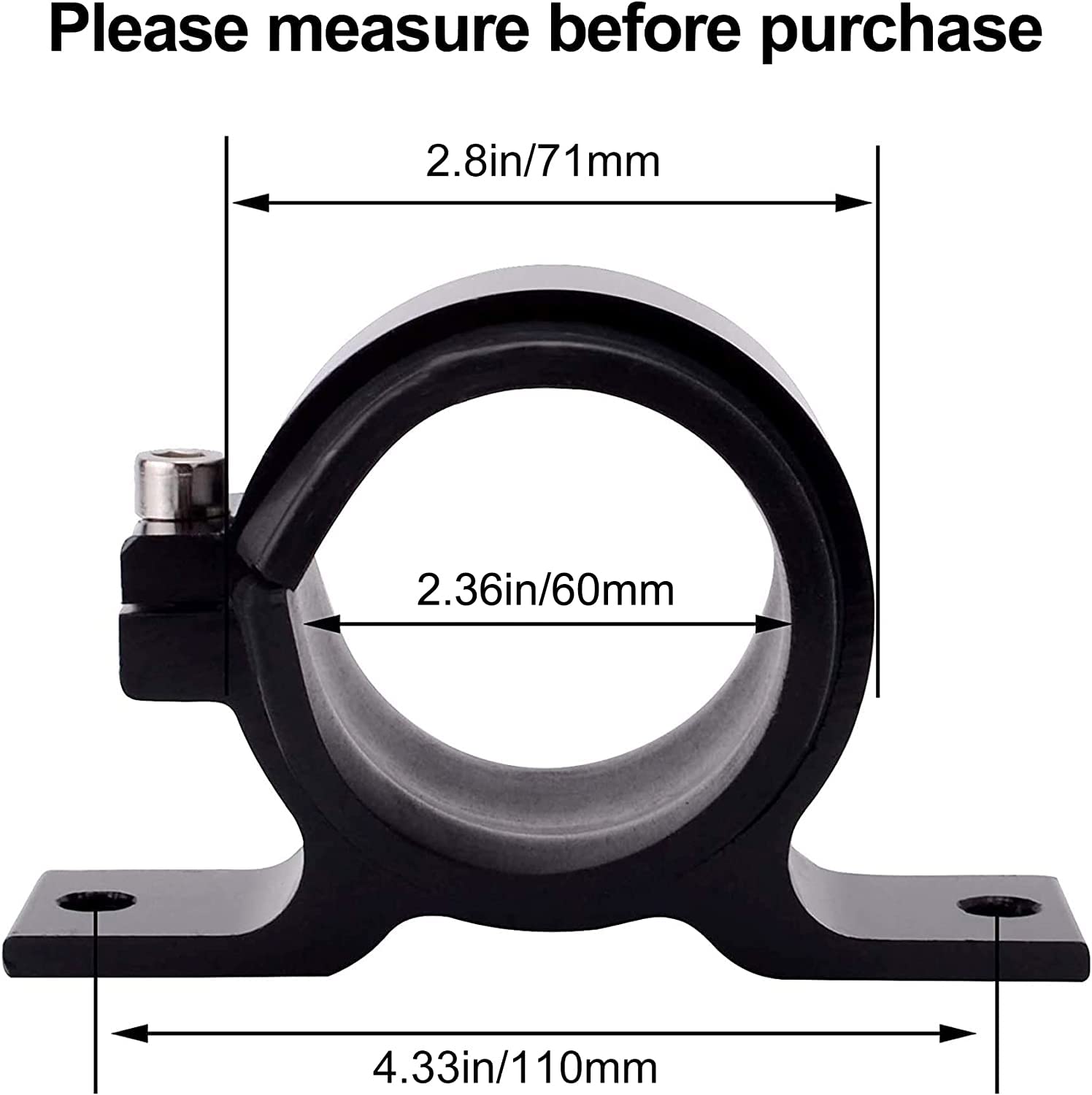 Evil Energy 60Mm Fuel Filter Mounting Bracket, Fuel Pump Clamp Holder Black
