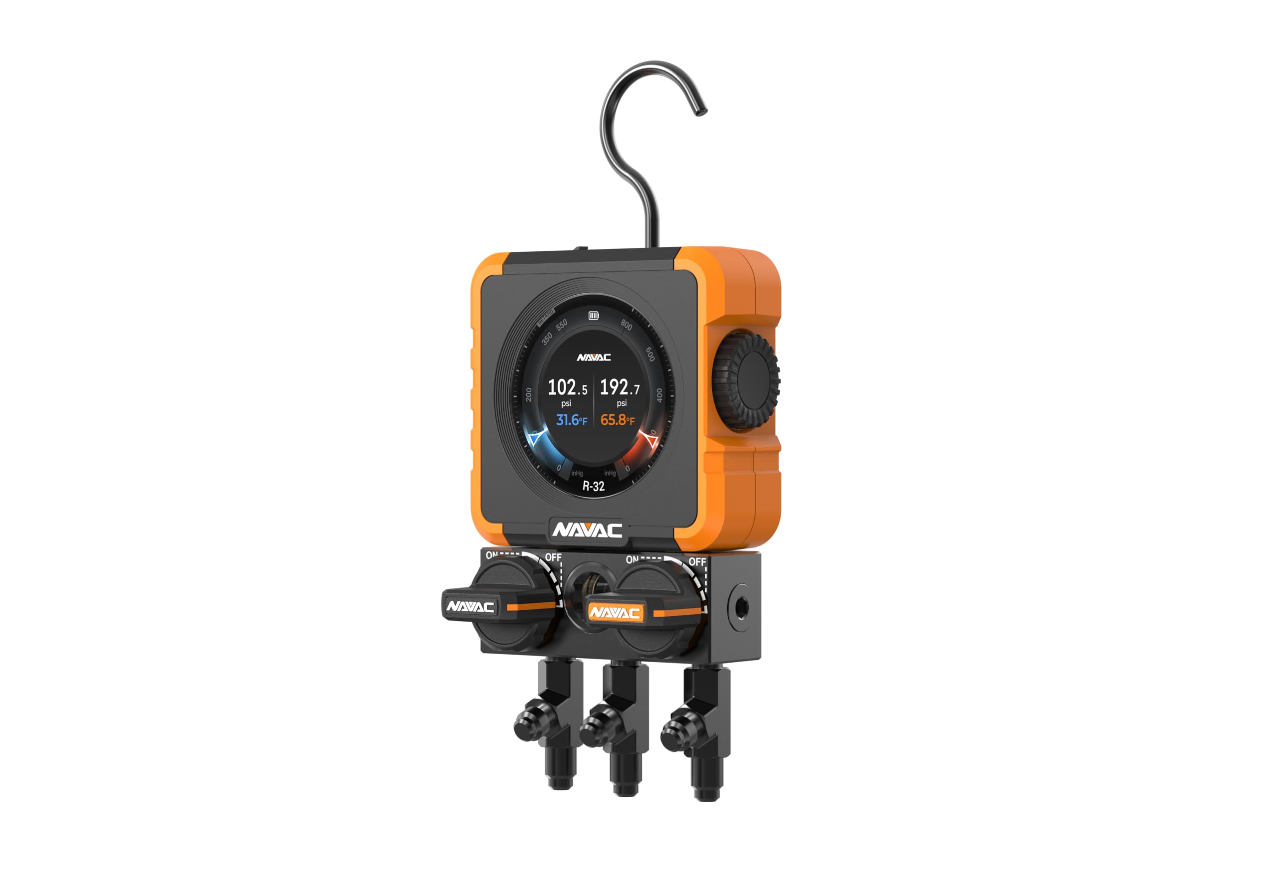NAVAC Flex 1 Digital Manifold Gauge N1DX | HD Color Graphic Interface | 100 Refrigerants | Class 0.4 | A2L Compatible | Palm-Siz