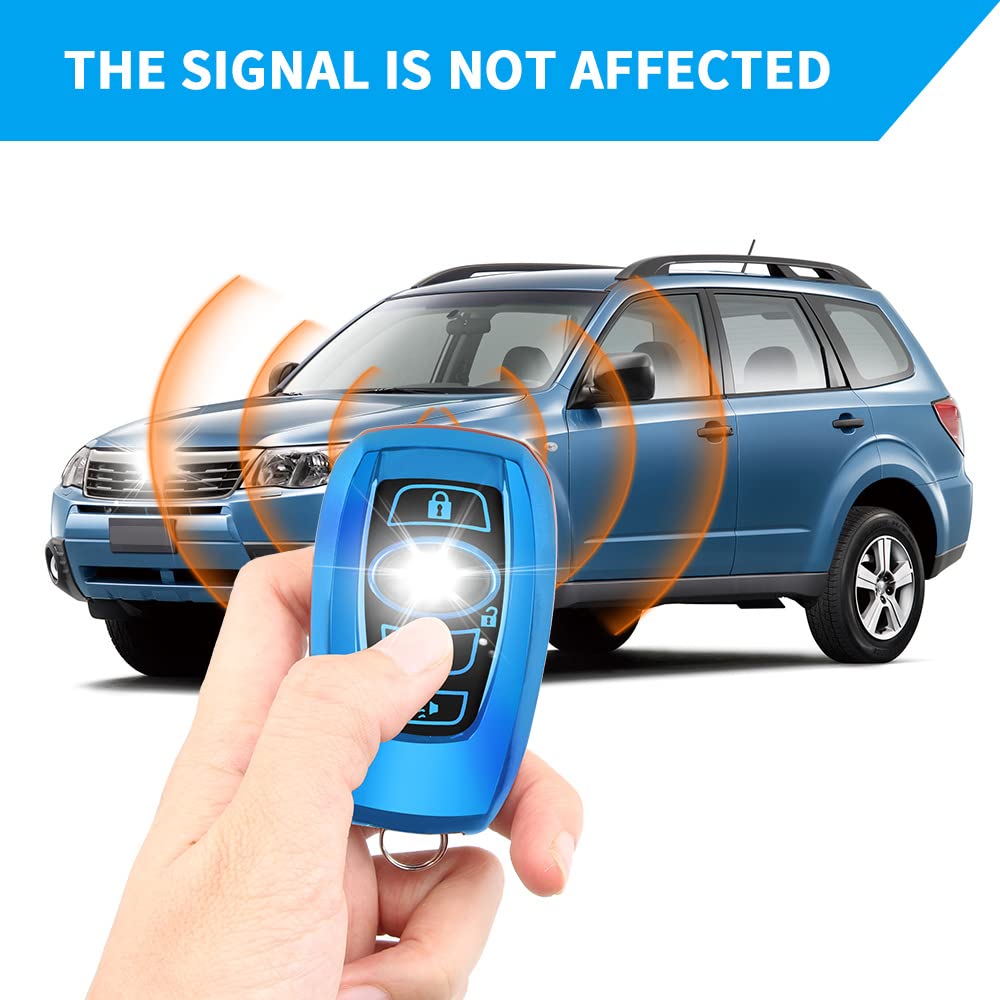 Qbuc For Subaru Key Fob Cover With Leather Keychain,Fit For Forester Crosstrek Outback Ascent Impreza Legacy Subaru 4-Buttons(Bl