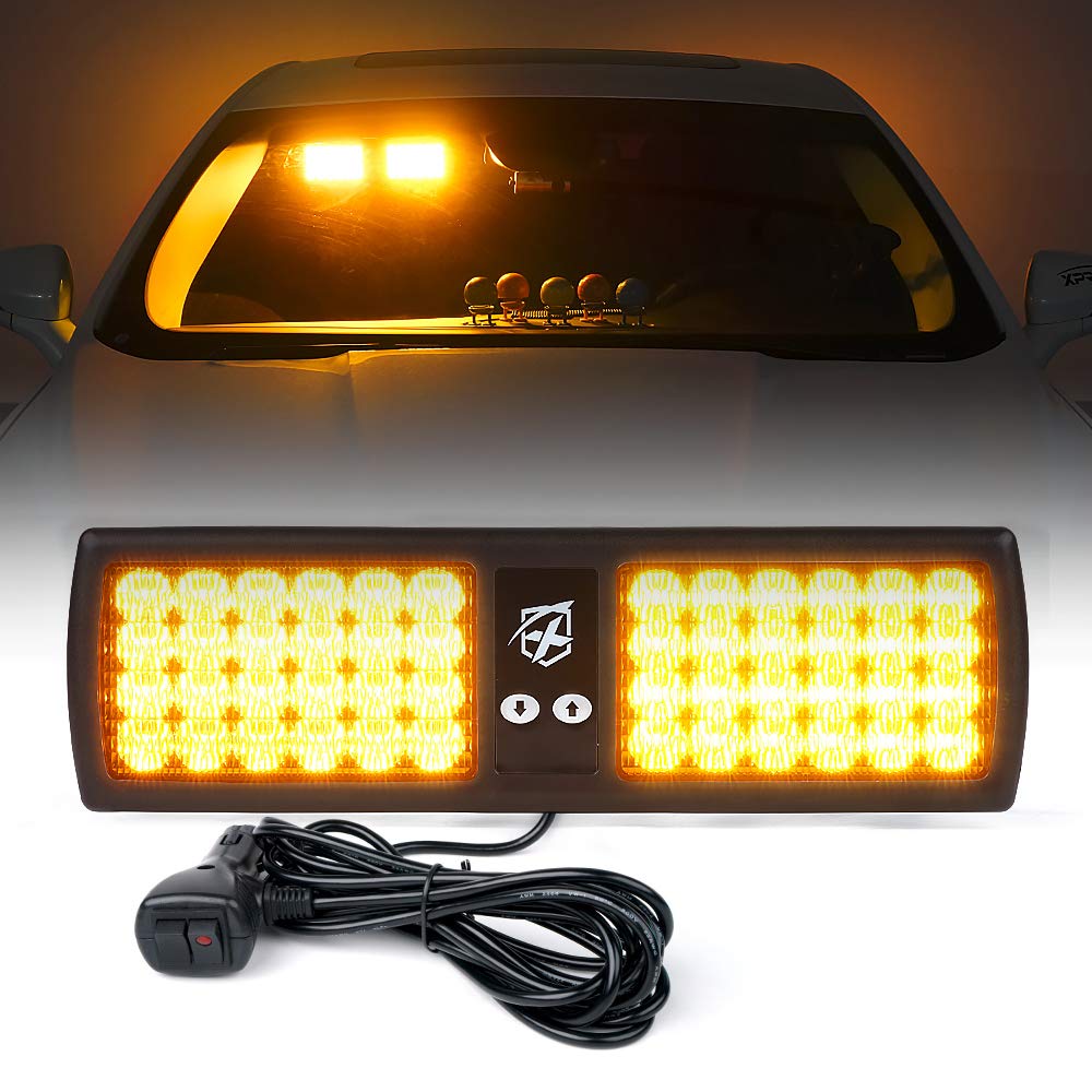 Xprite White Red 48Led Visor Strobe Flashing Lights Sunshield Hazard Warning Light For Law Enforcement Emergency Vehicles Trucks