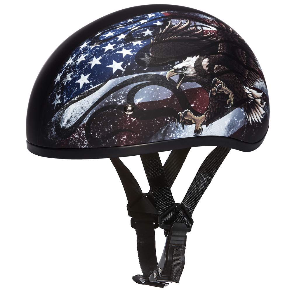 Daytona Helmets Motorcycle Half Helmet Skull Cap- Usa 100% Dot Approved